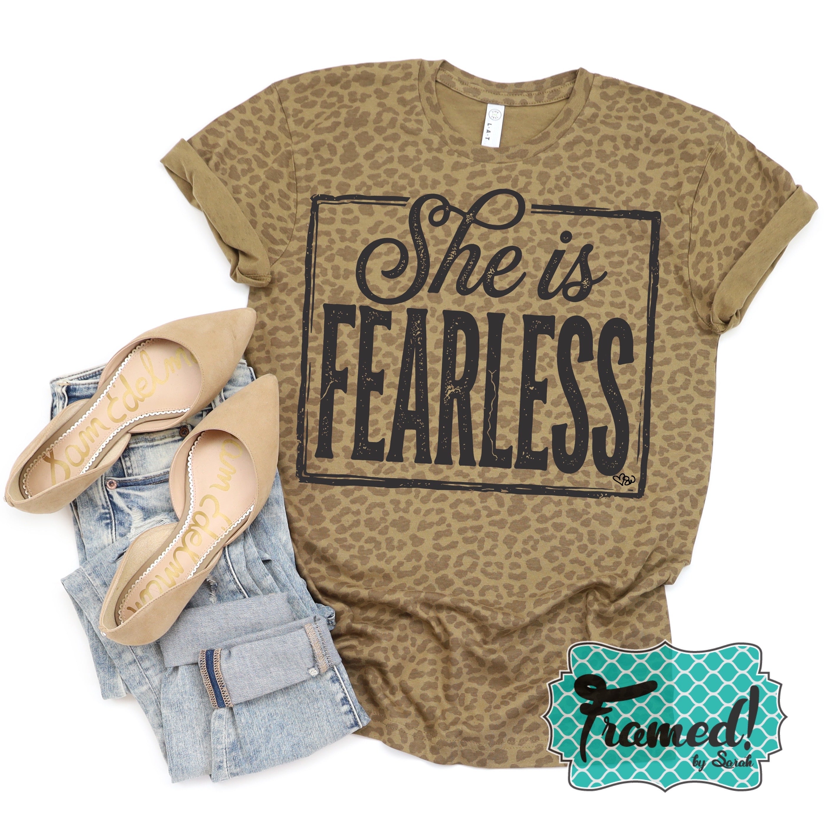 "She is Fearless" Leopard Graphic Tee