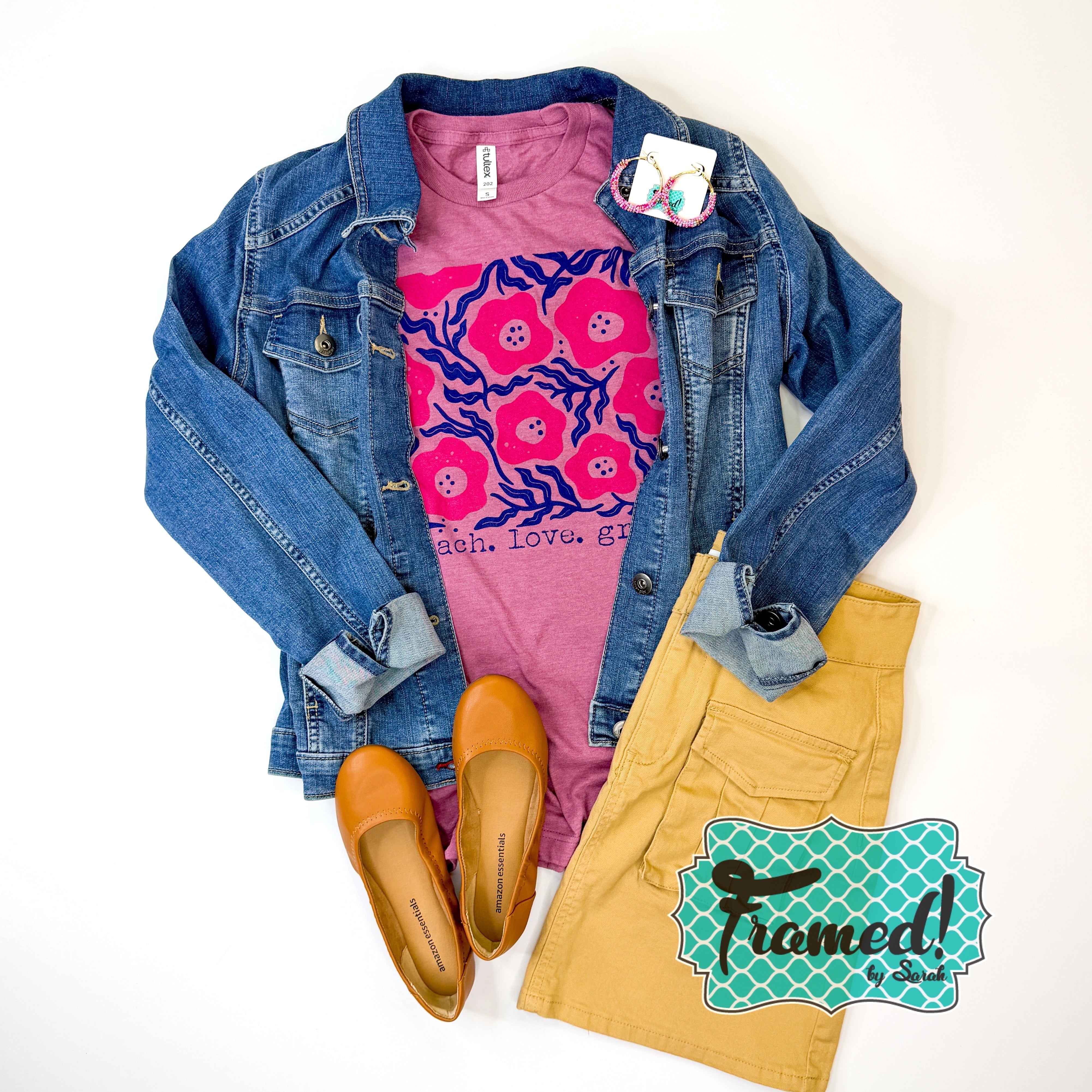 Teach. Love. Grow Floral Teacher Tee