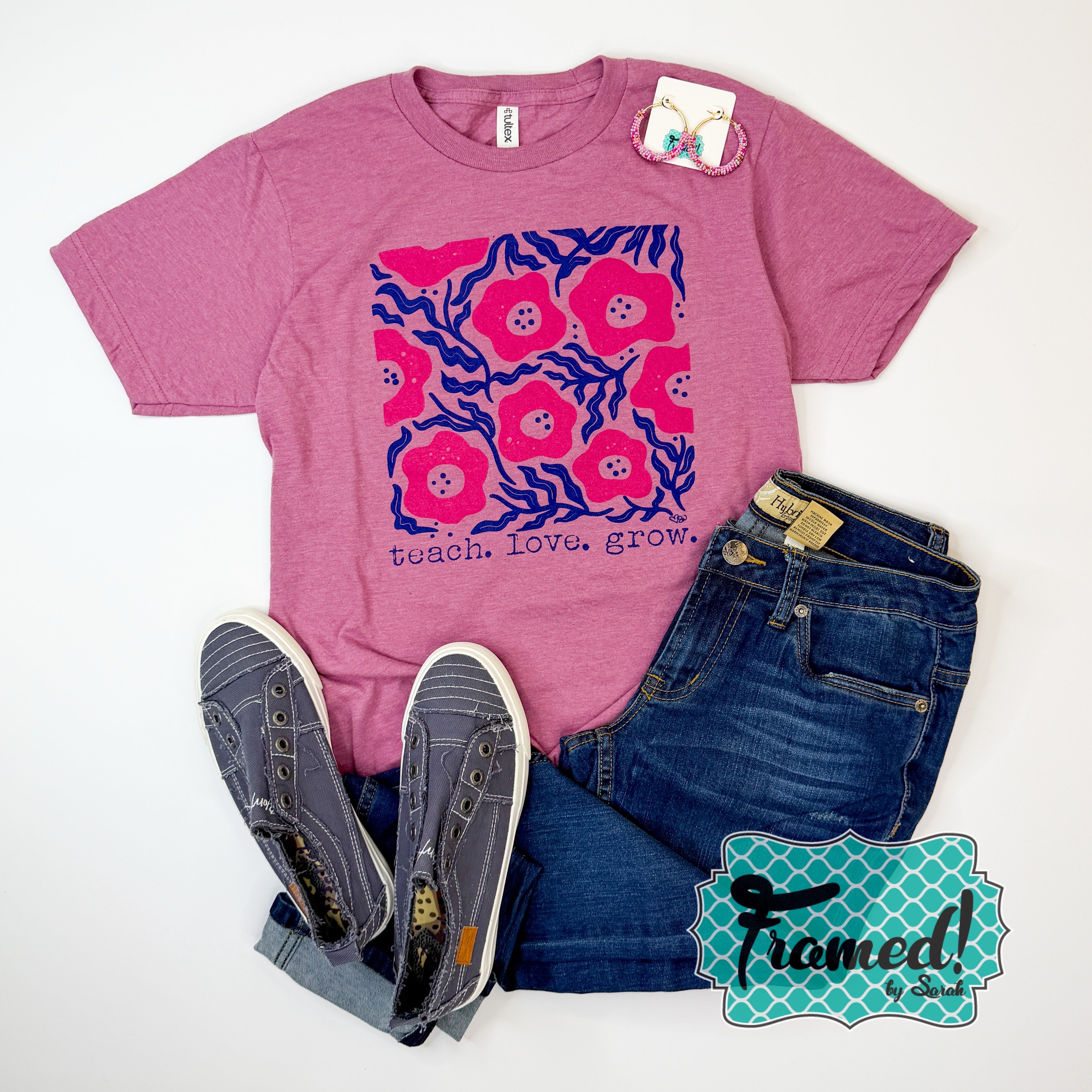 Teach. Love. Grow Floral Teacher Tee