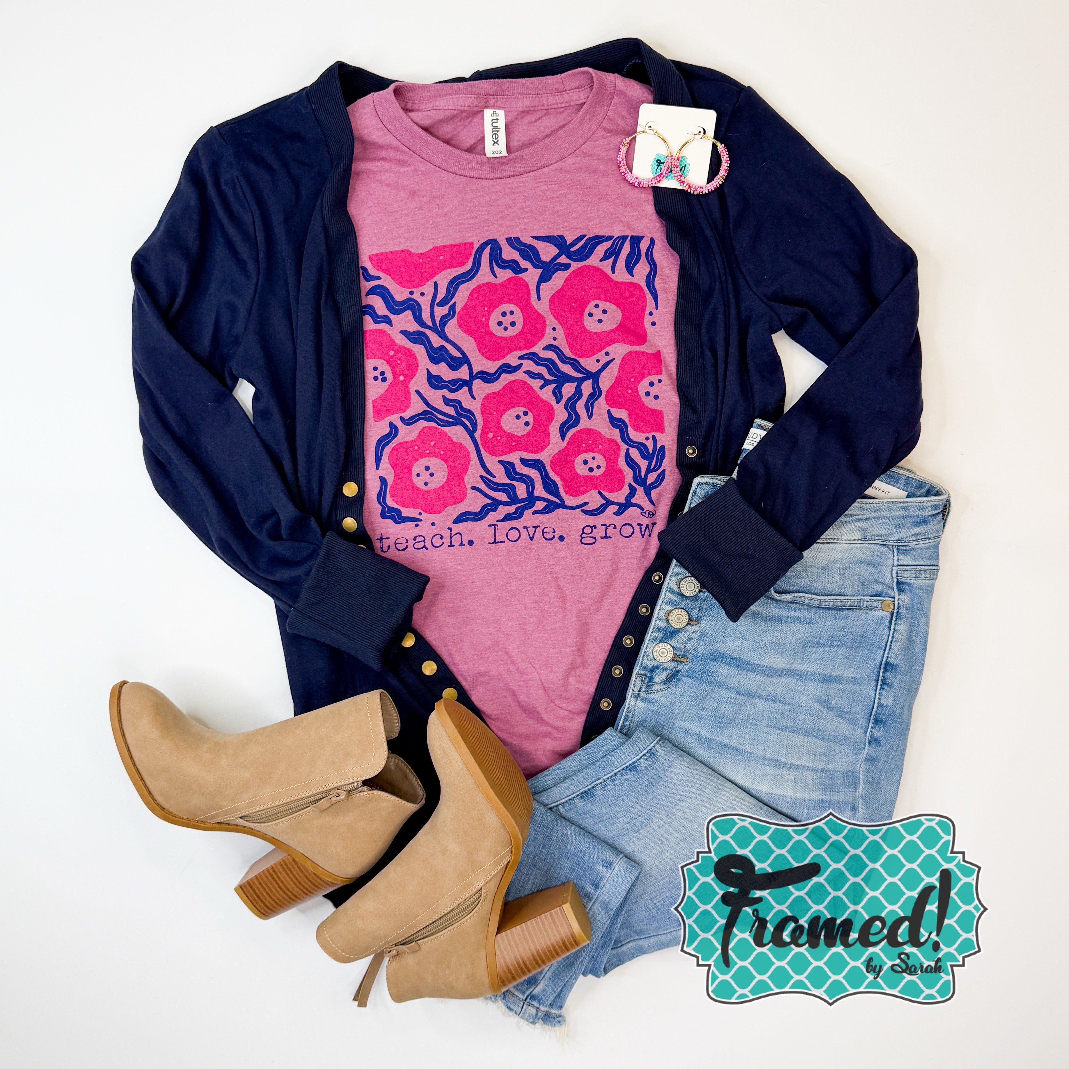Teach. Love. Grow Floral Teacher Tee