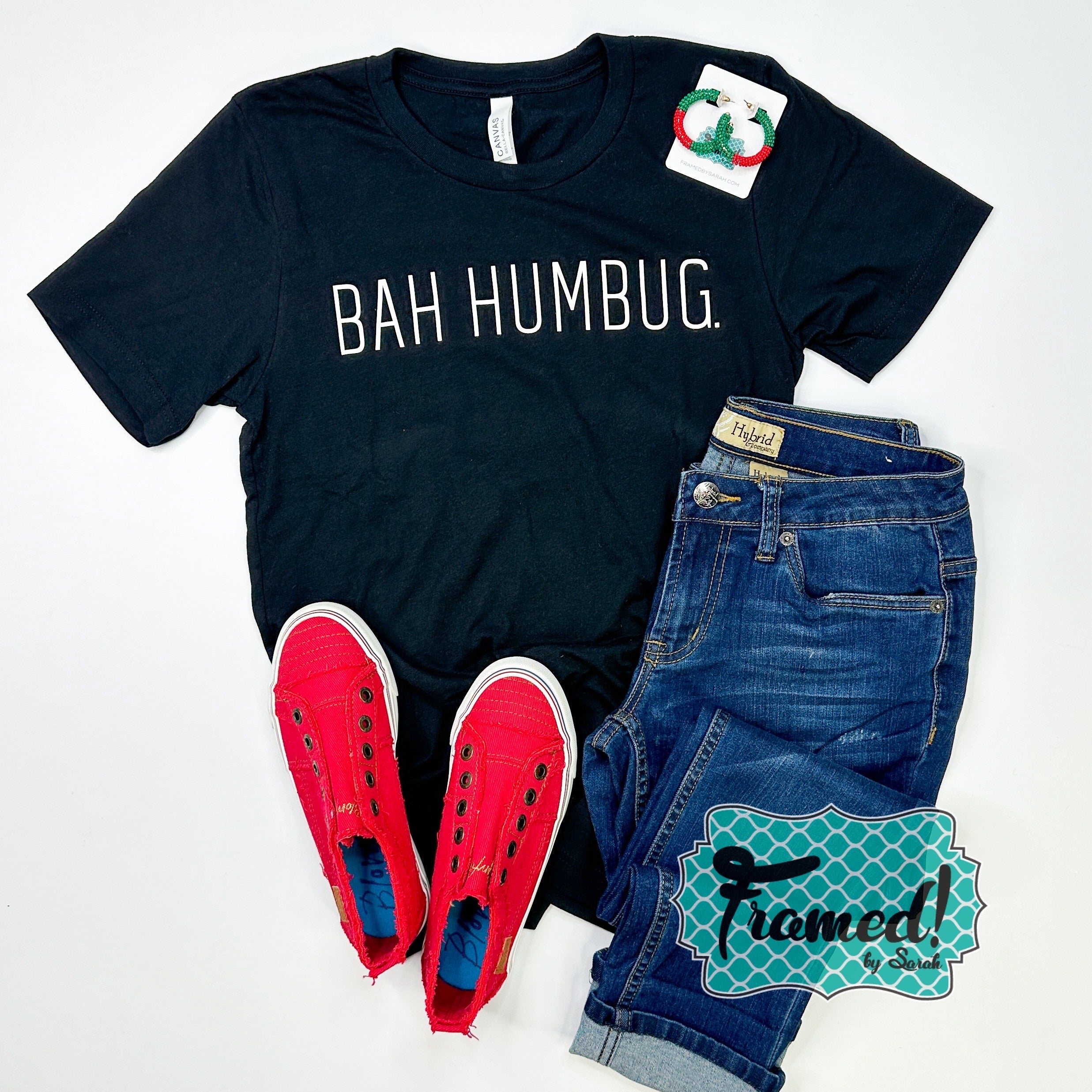 Black 'Bah Humbug' Christmas Tee (Sm-XL only)