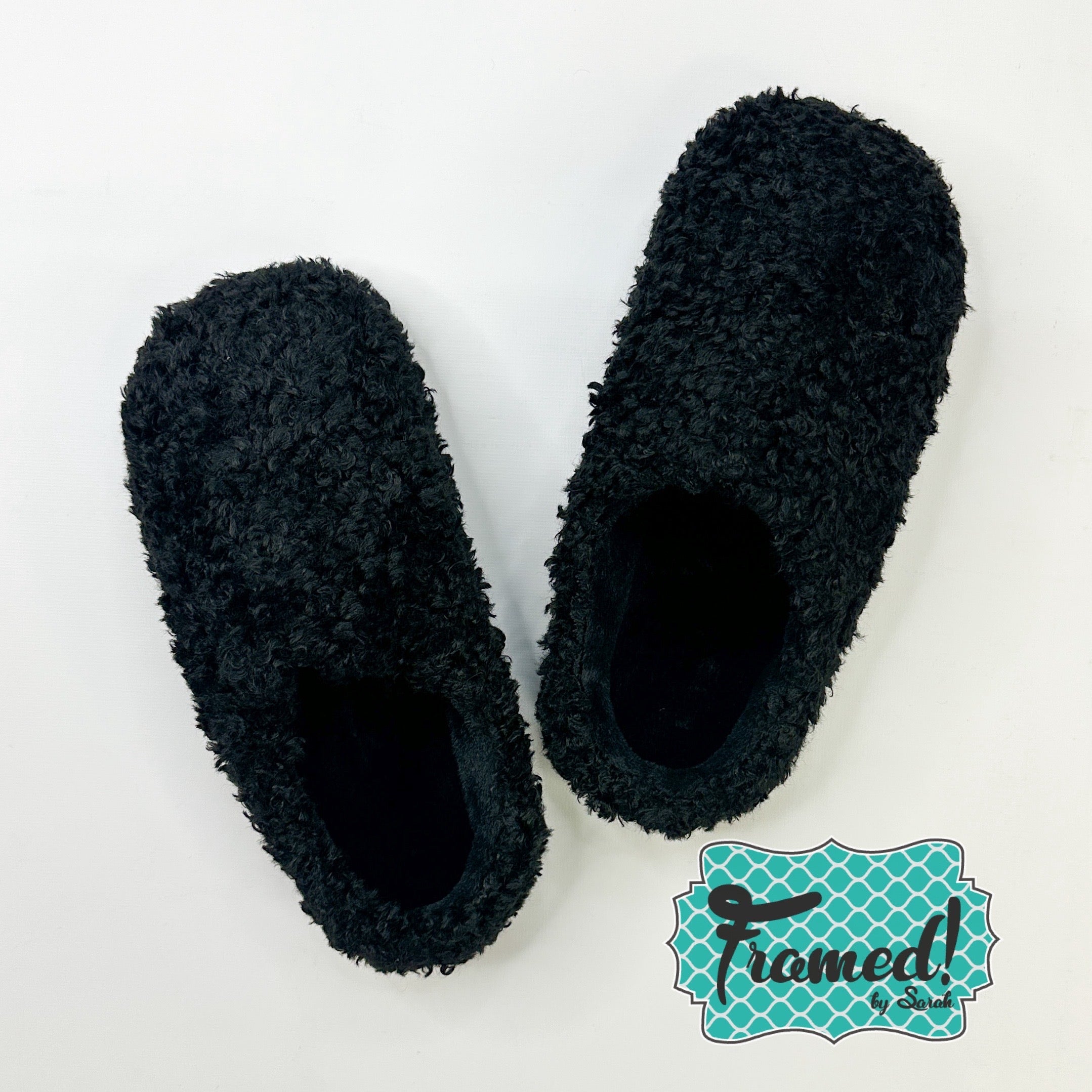 Black Curly Fur Slipper