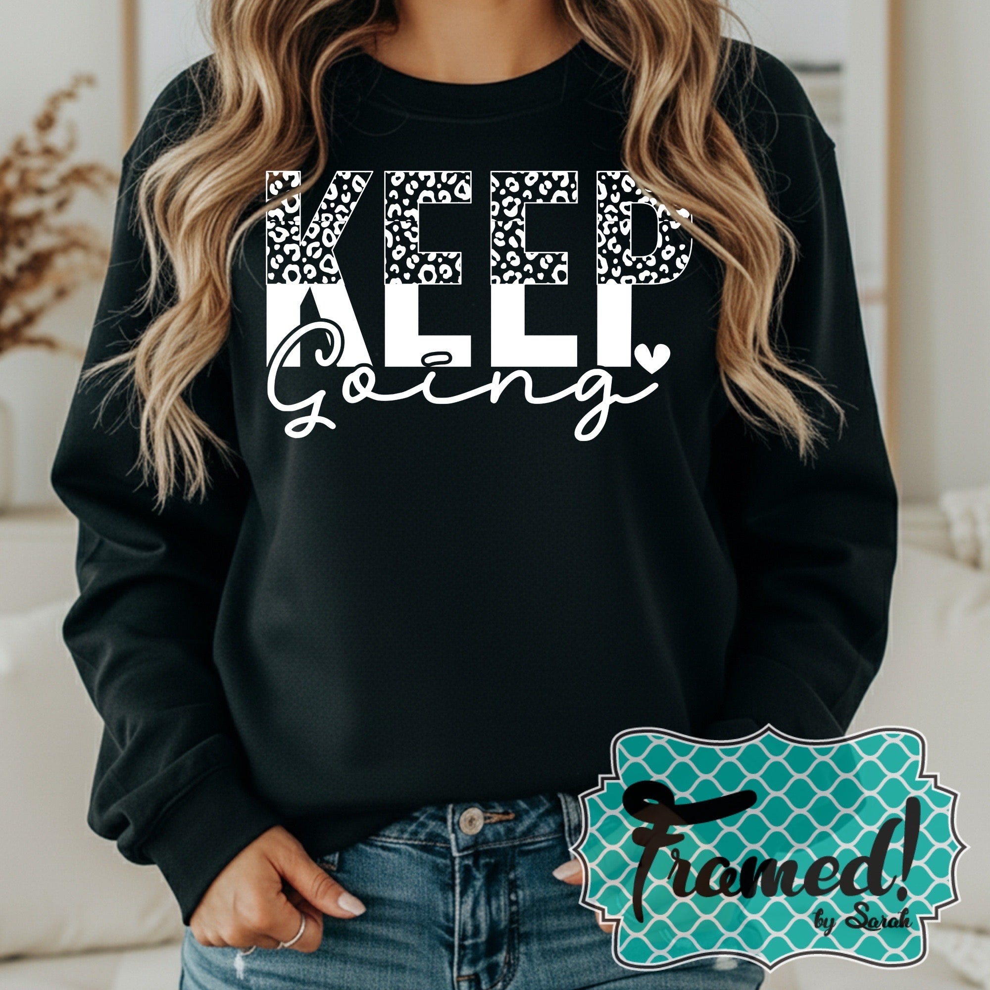 Black "Keep Going" Leopard Sweatshirt