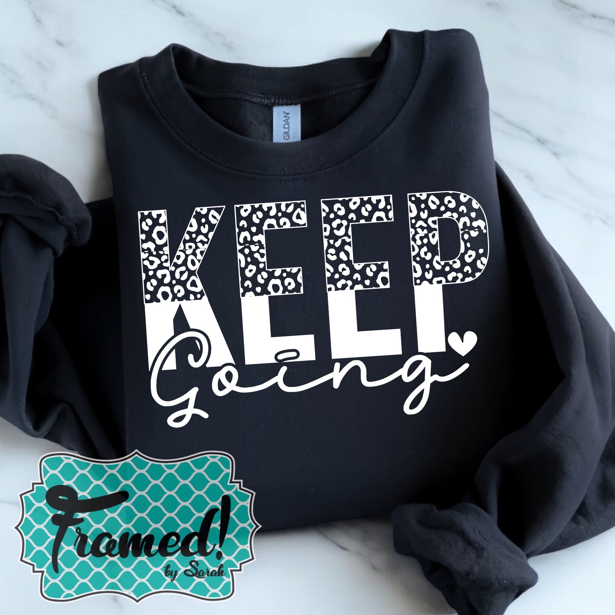 Black "Keep Going" Leopard Sweatshirt