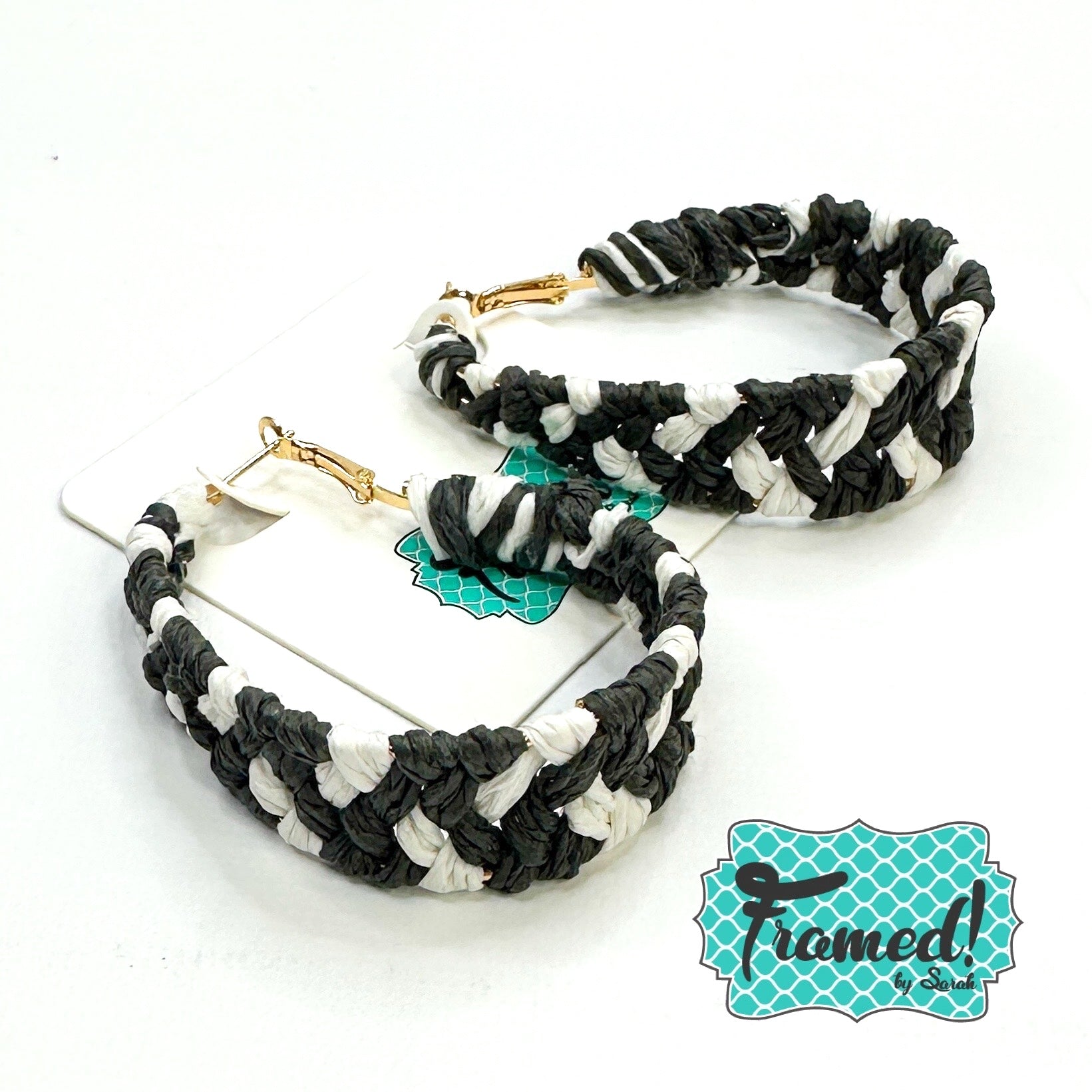 Black & White Braided Hoop Earrings