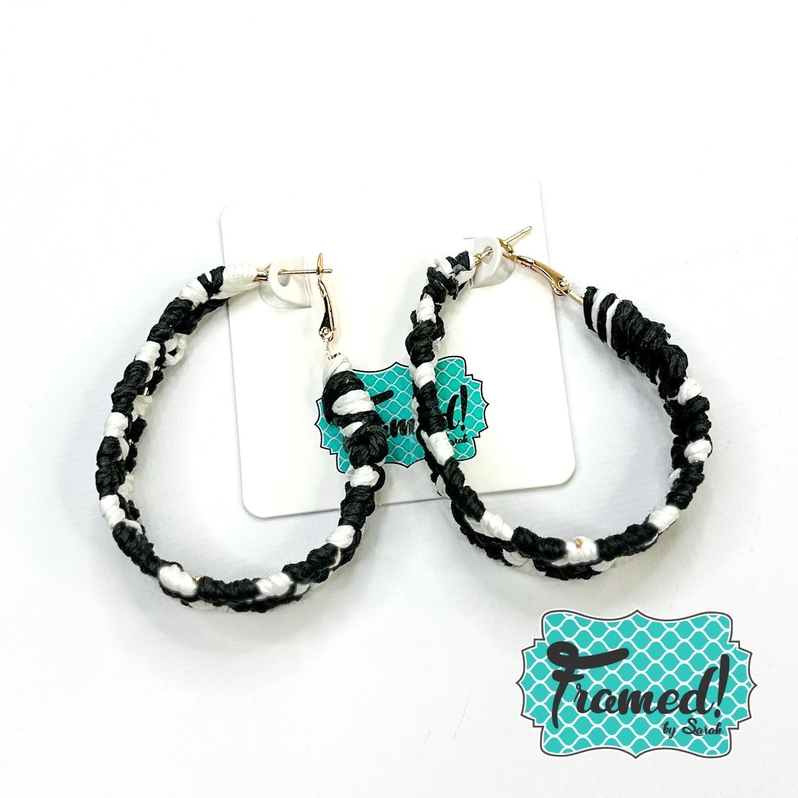 Black & White Braided Hoop Earrings