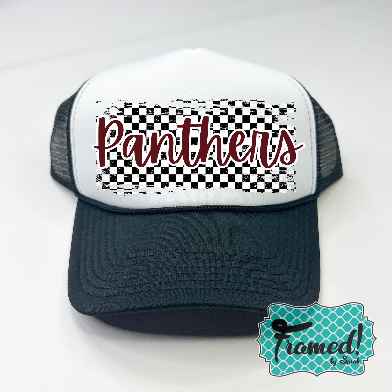 My Team Custom Checkered Trucker Hat