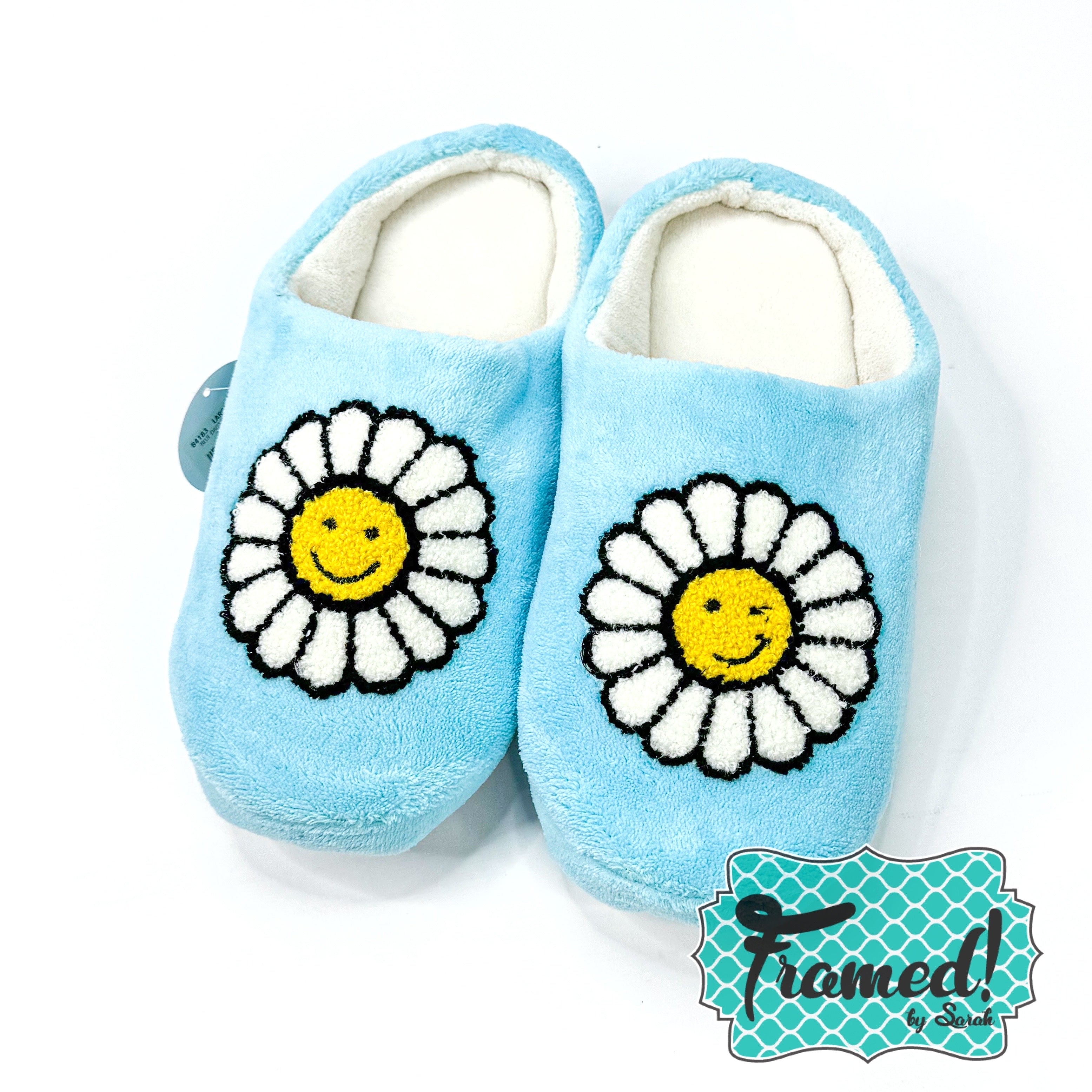 Blue Daisy Winky Face Slipper