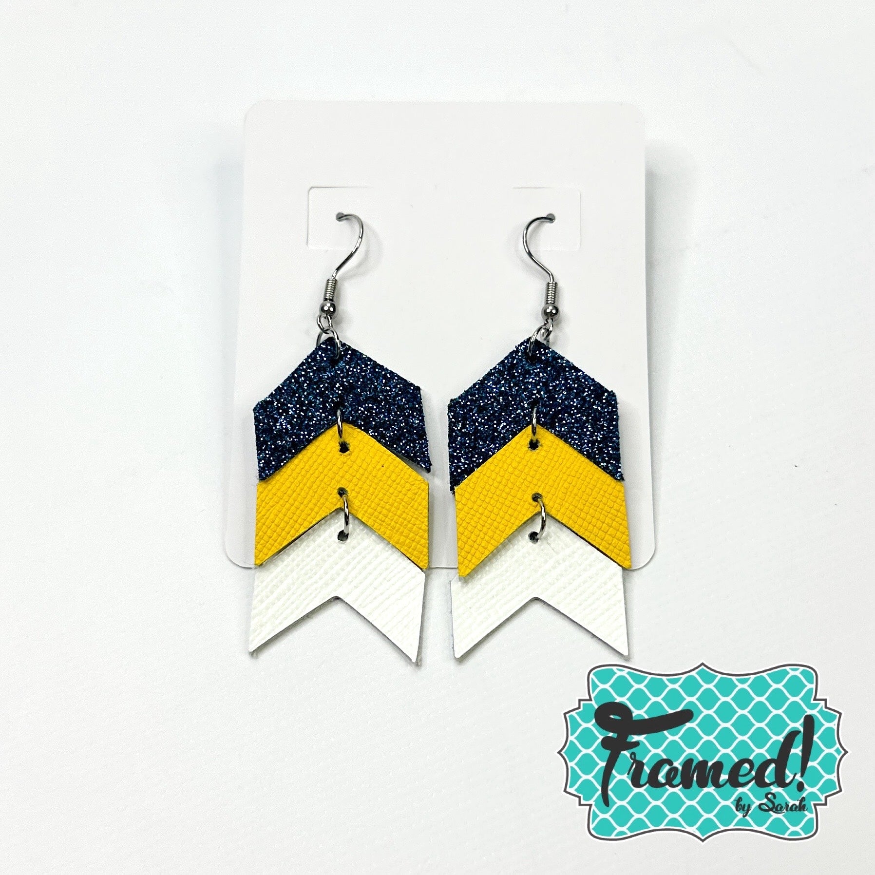 Blue & Yellow Triple Arrow Earrings