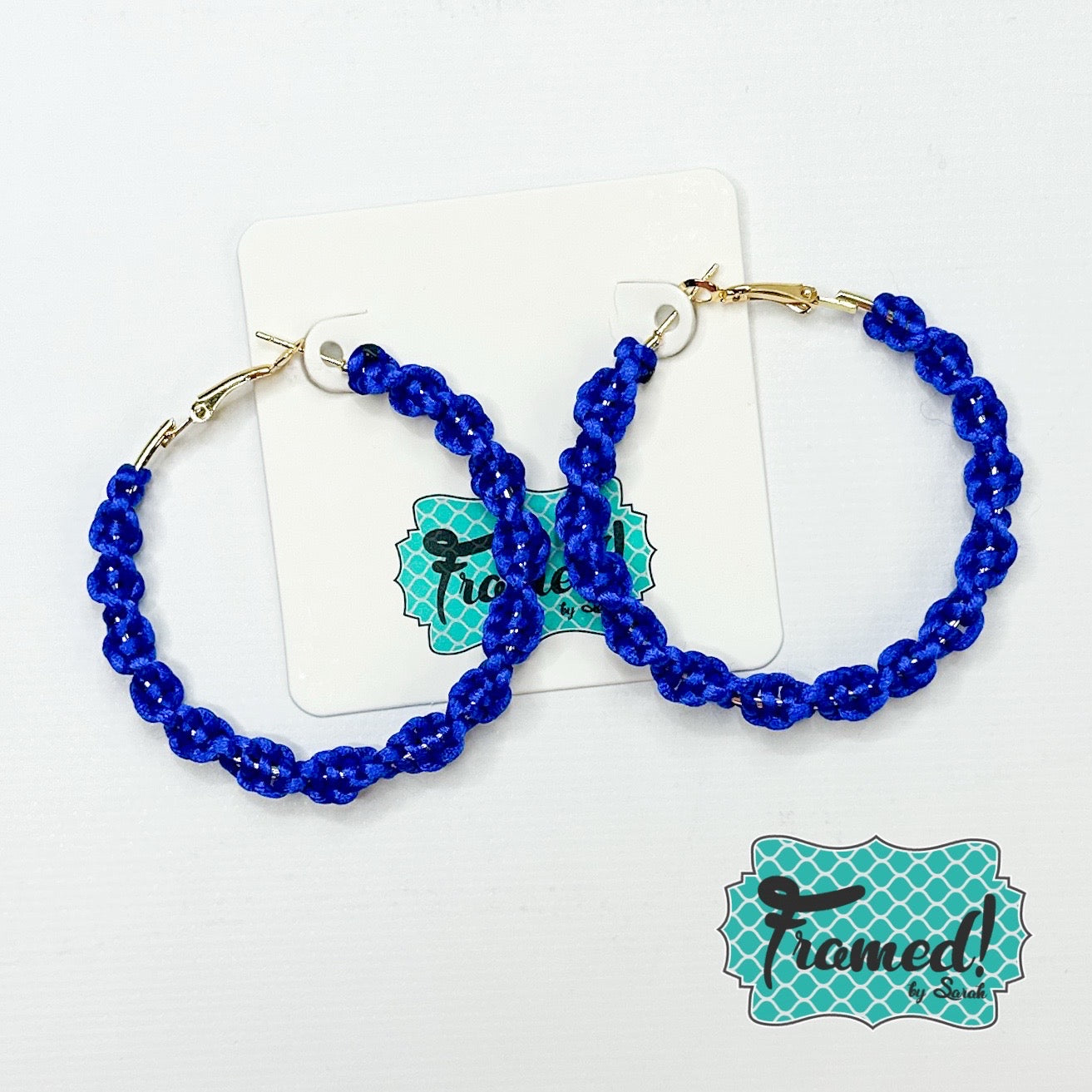 Blue Threaded Hoop Earrings