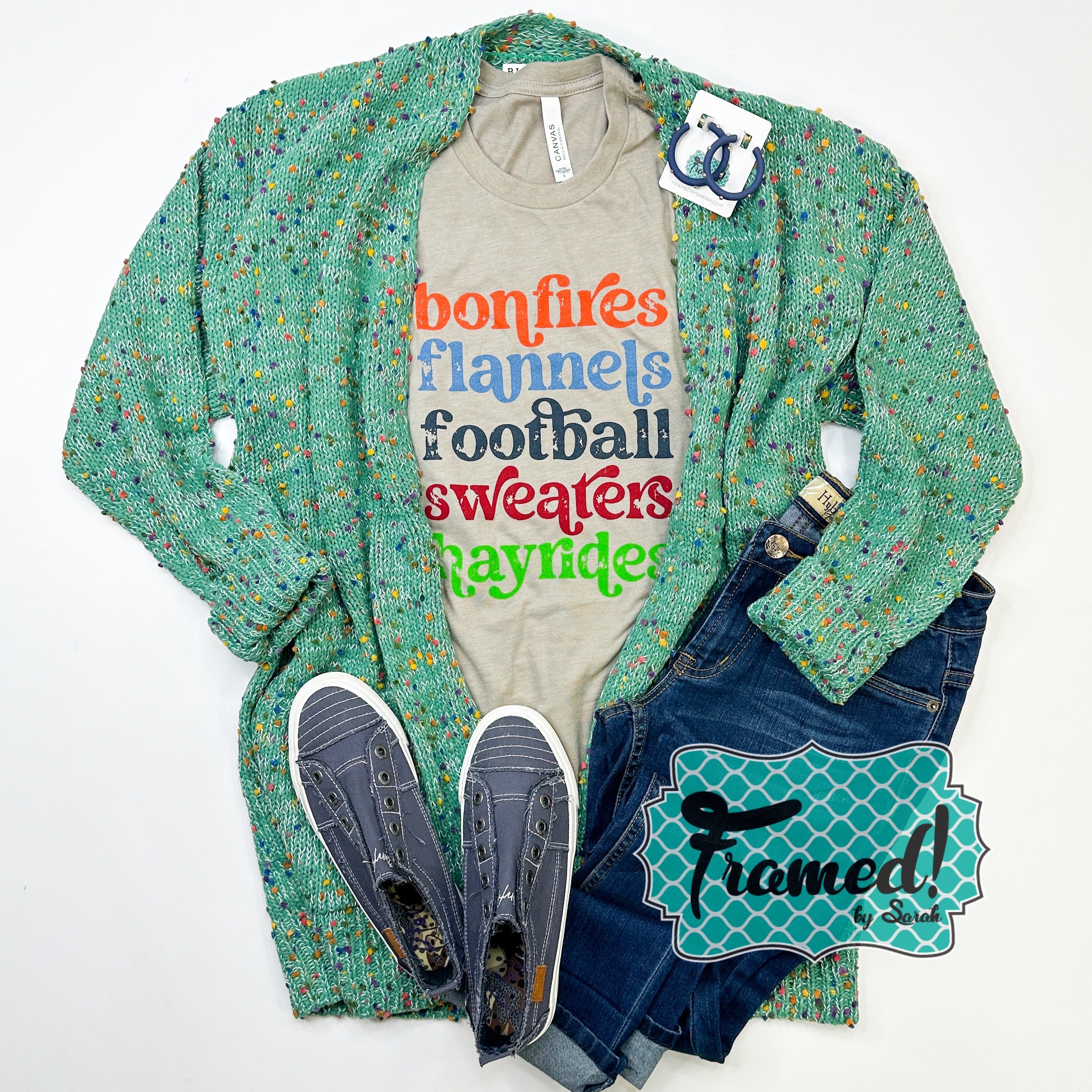 'Bonfires, Flannels, Football, Sweaters & Hayrides' Graphic Tee