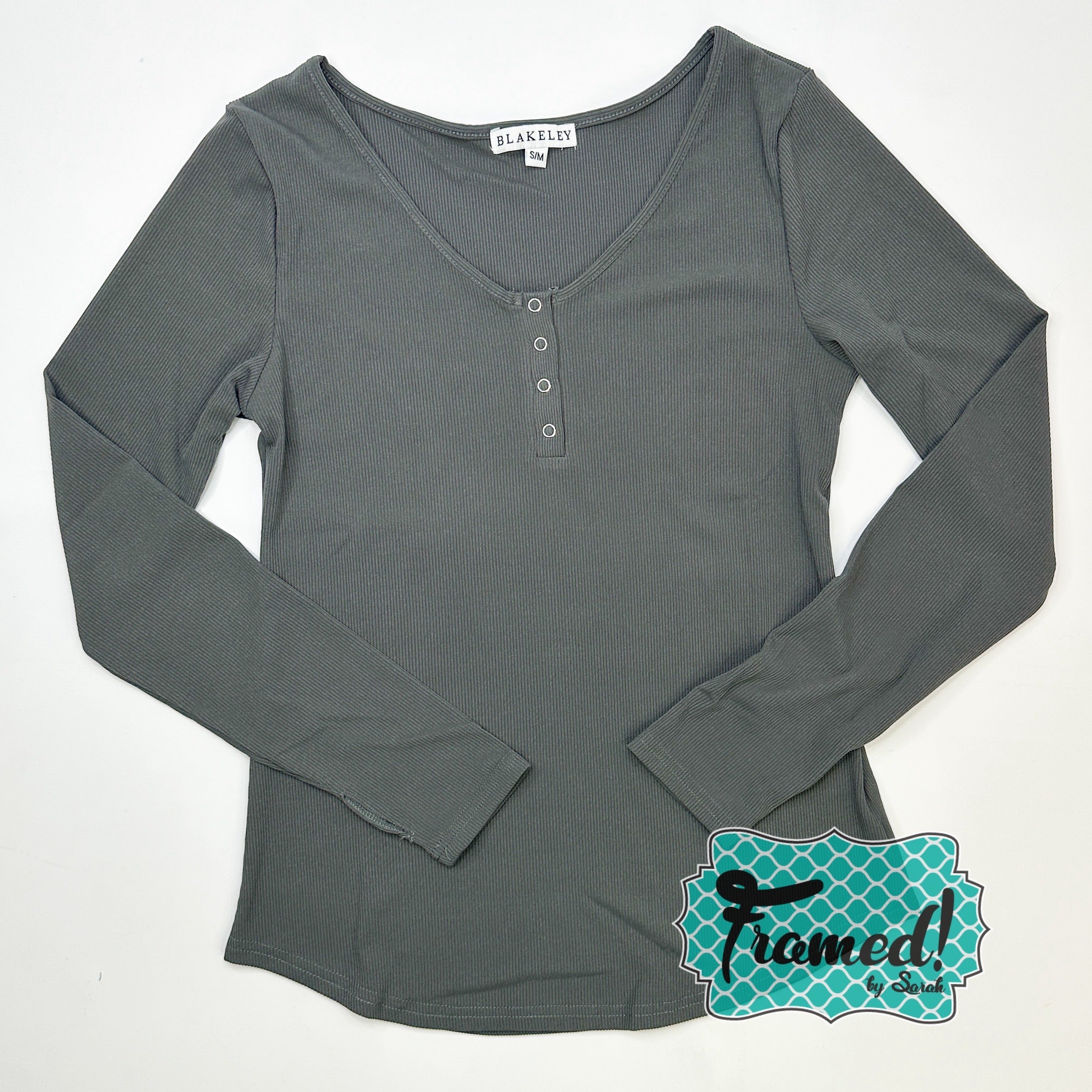 Charcoal Snap Henley Top