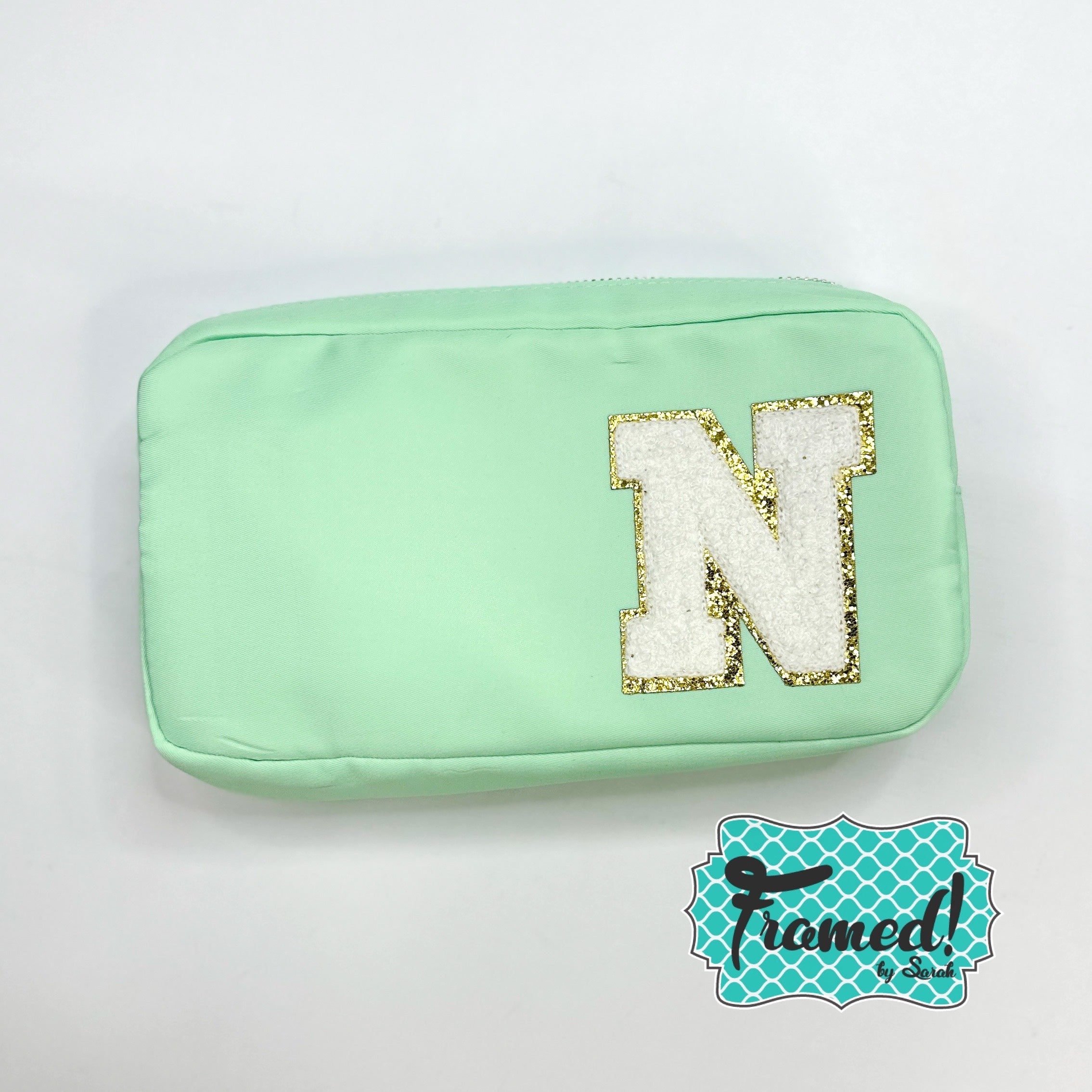 Chenille Patch Accessory Bags with Initial