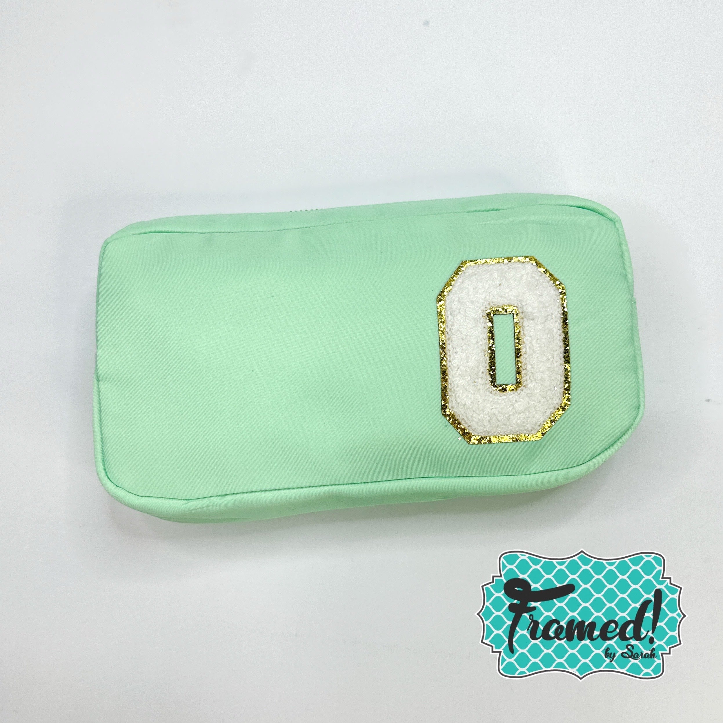 Chenille Patch Accessory Bags with Initial
