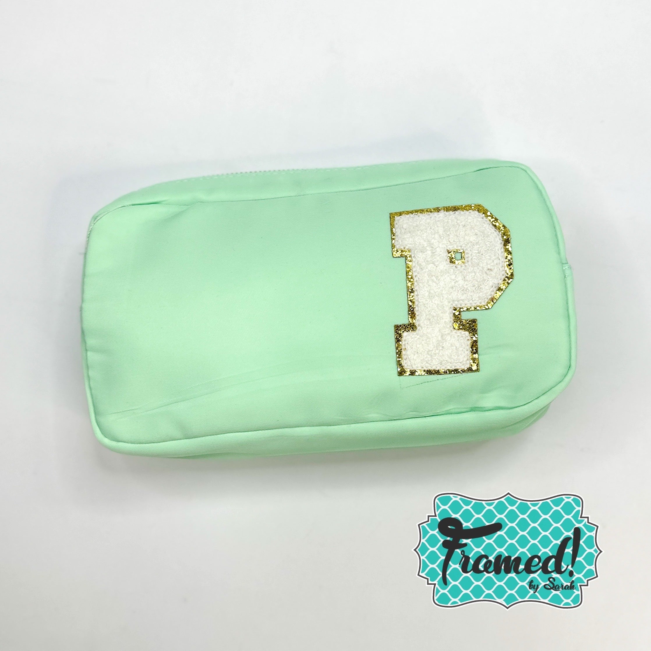 Chenille Patch Accessory Bags with Initial
