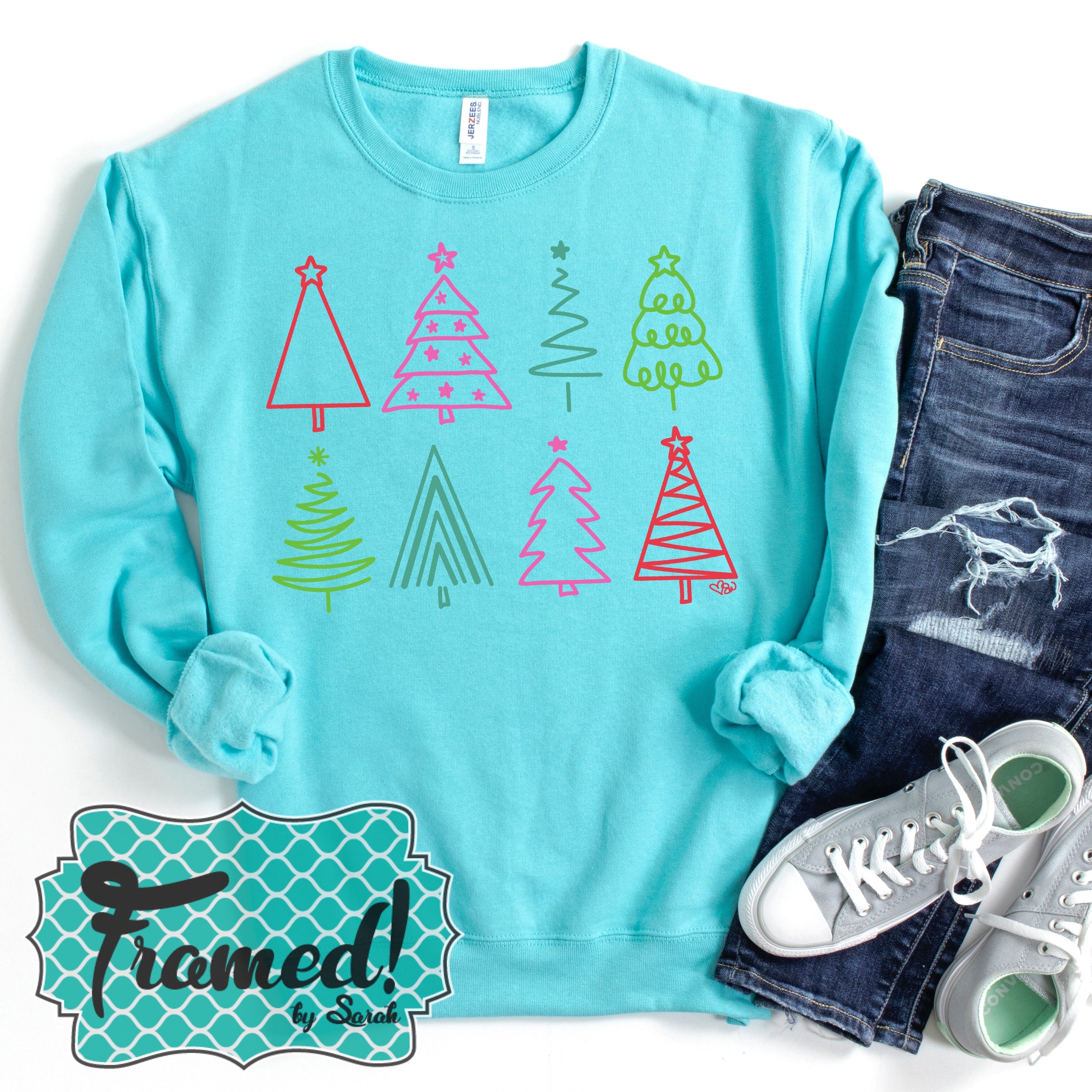 Cozy Turquoise Christmas Trees Sweatshirt