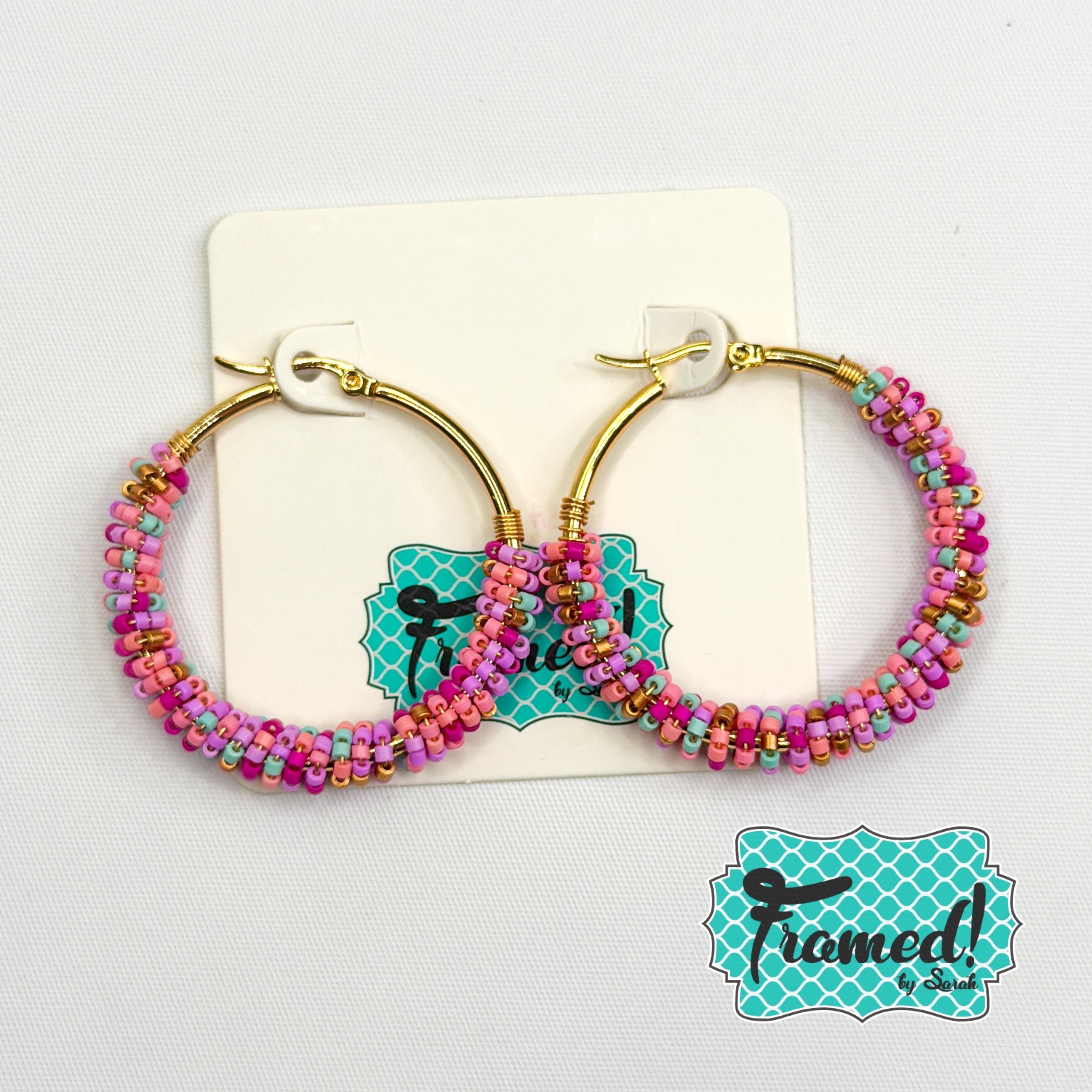 Confetti Beaded Hoop Earrrings