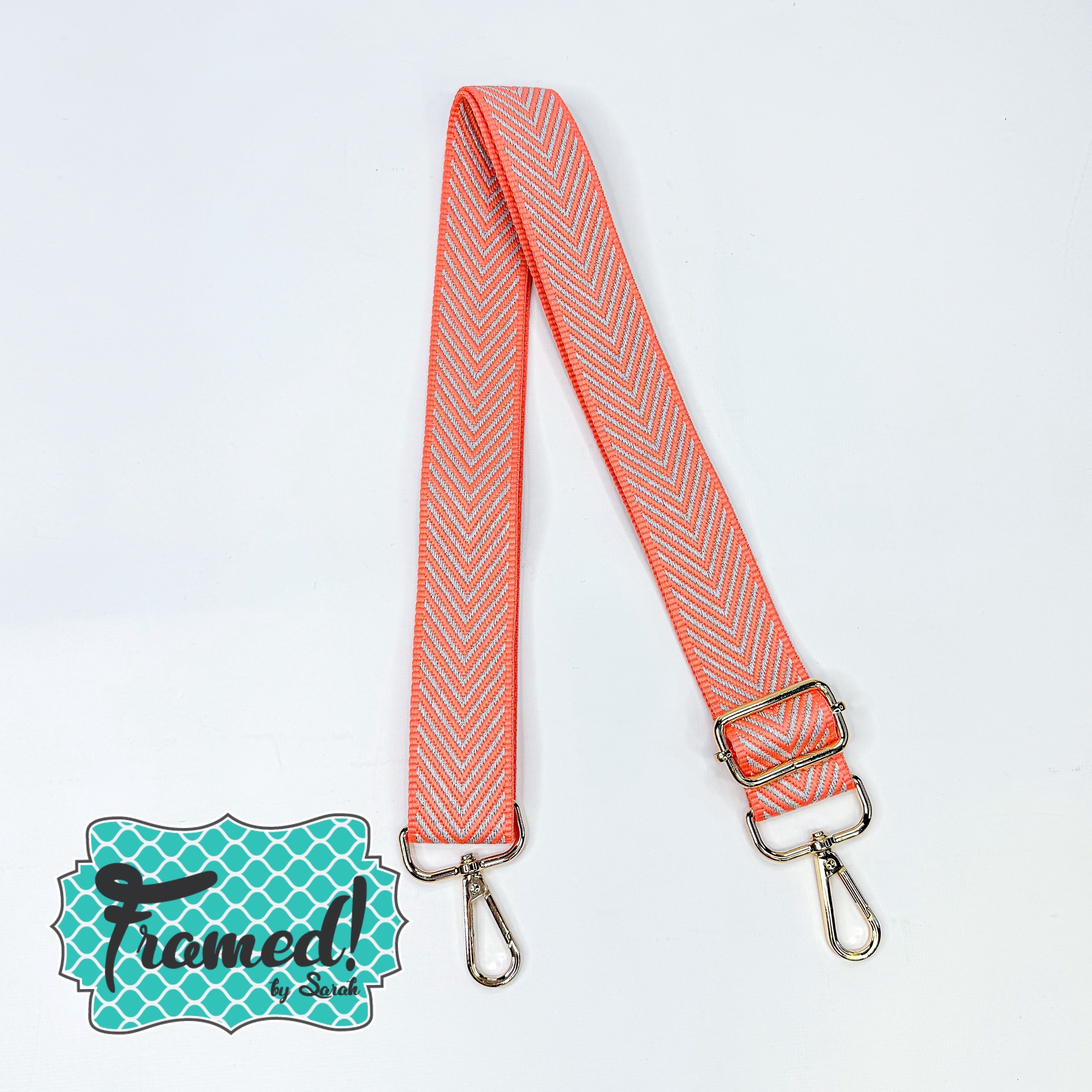 Coral Herringbone Guitar Bag Strap