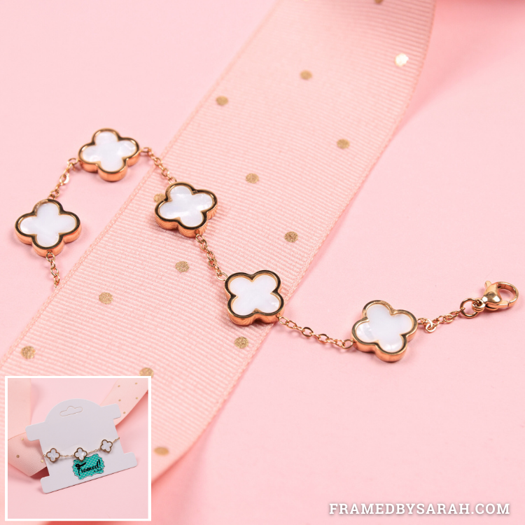 Gold + White Clover Bracelet