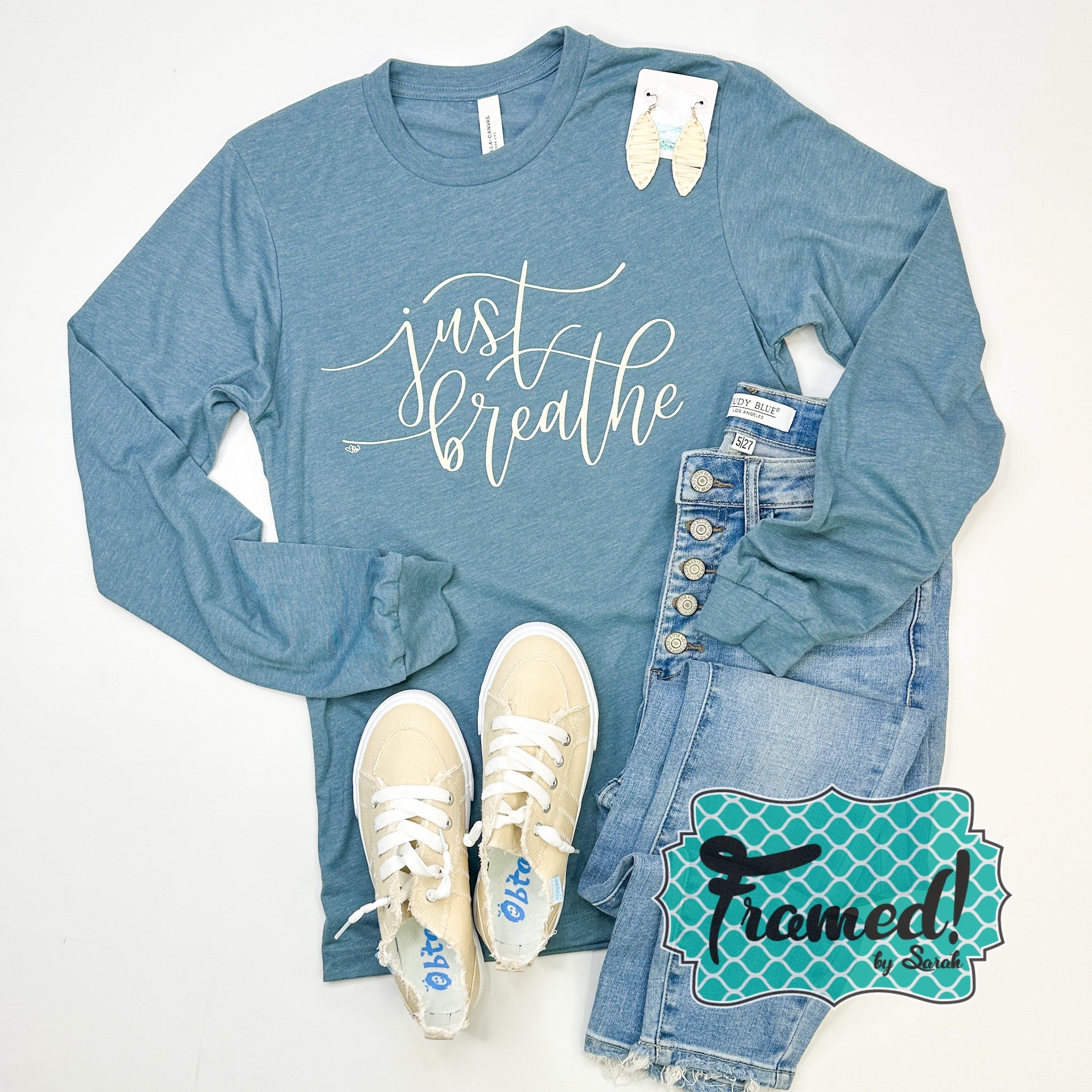 'Just Breathe' Long Sleeve Graphic Tee