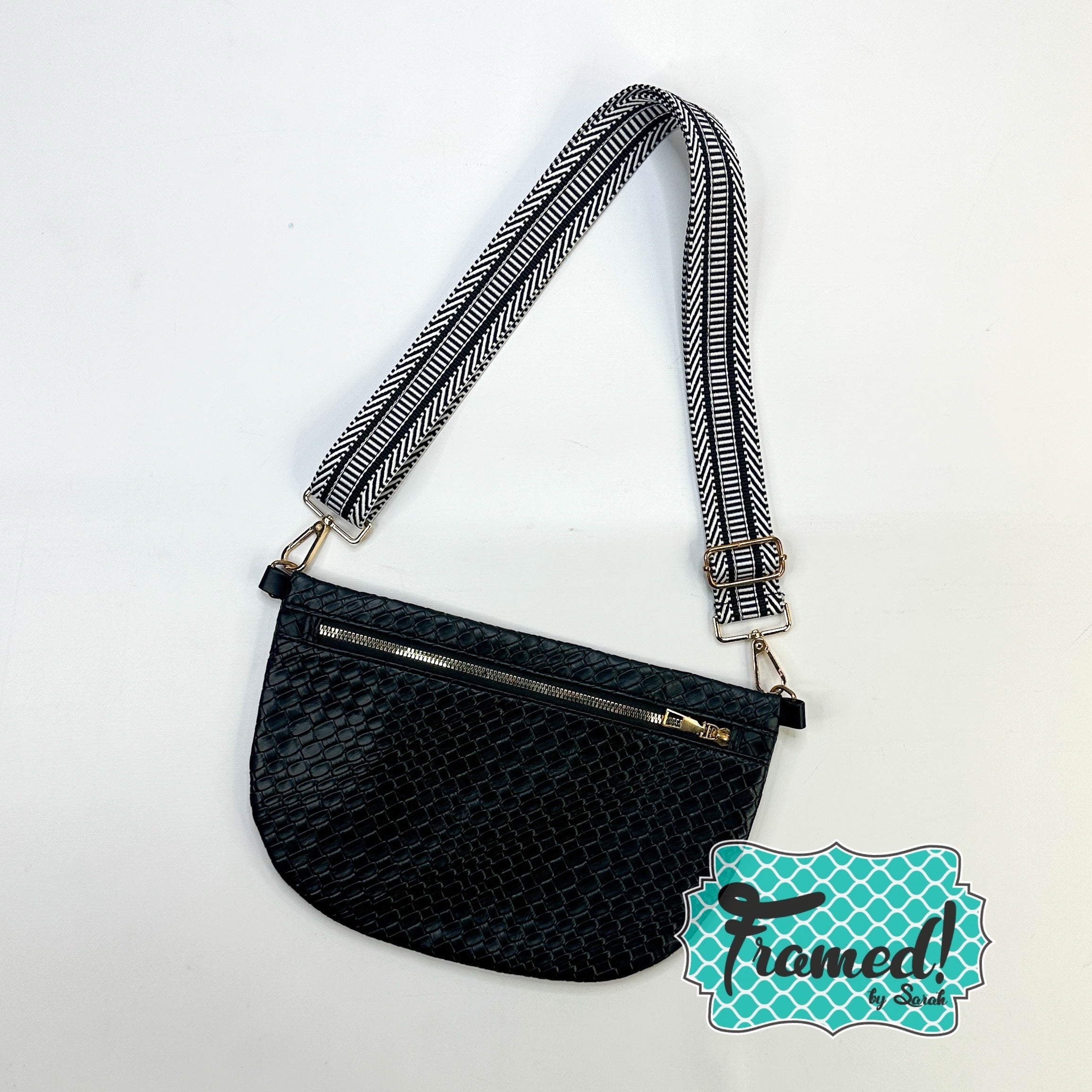 Black Woven Crossbody Purse