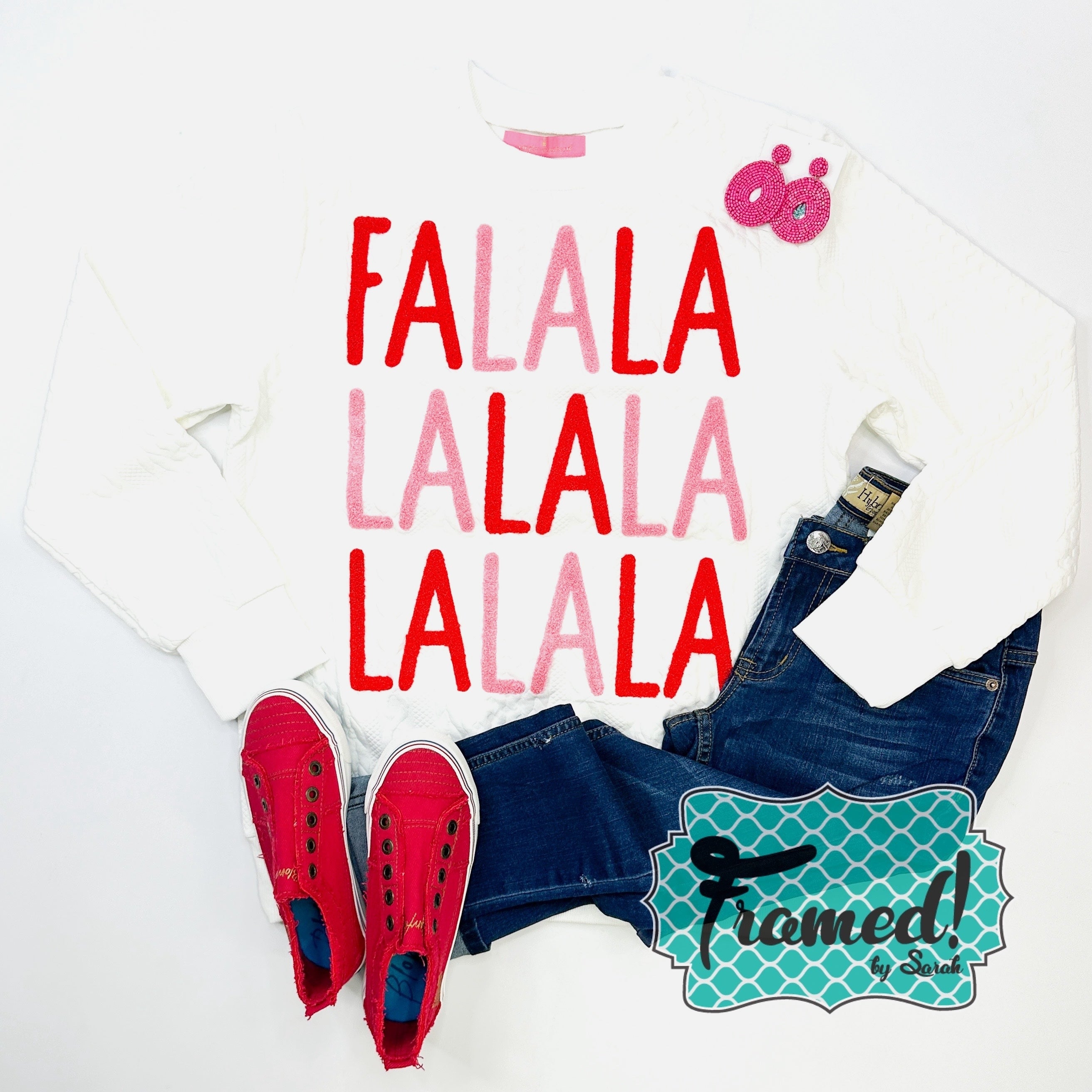 'Fa La La' Braided Crewneck Sweatshirt (Sm & L only)