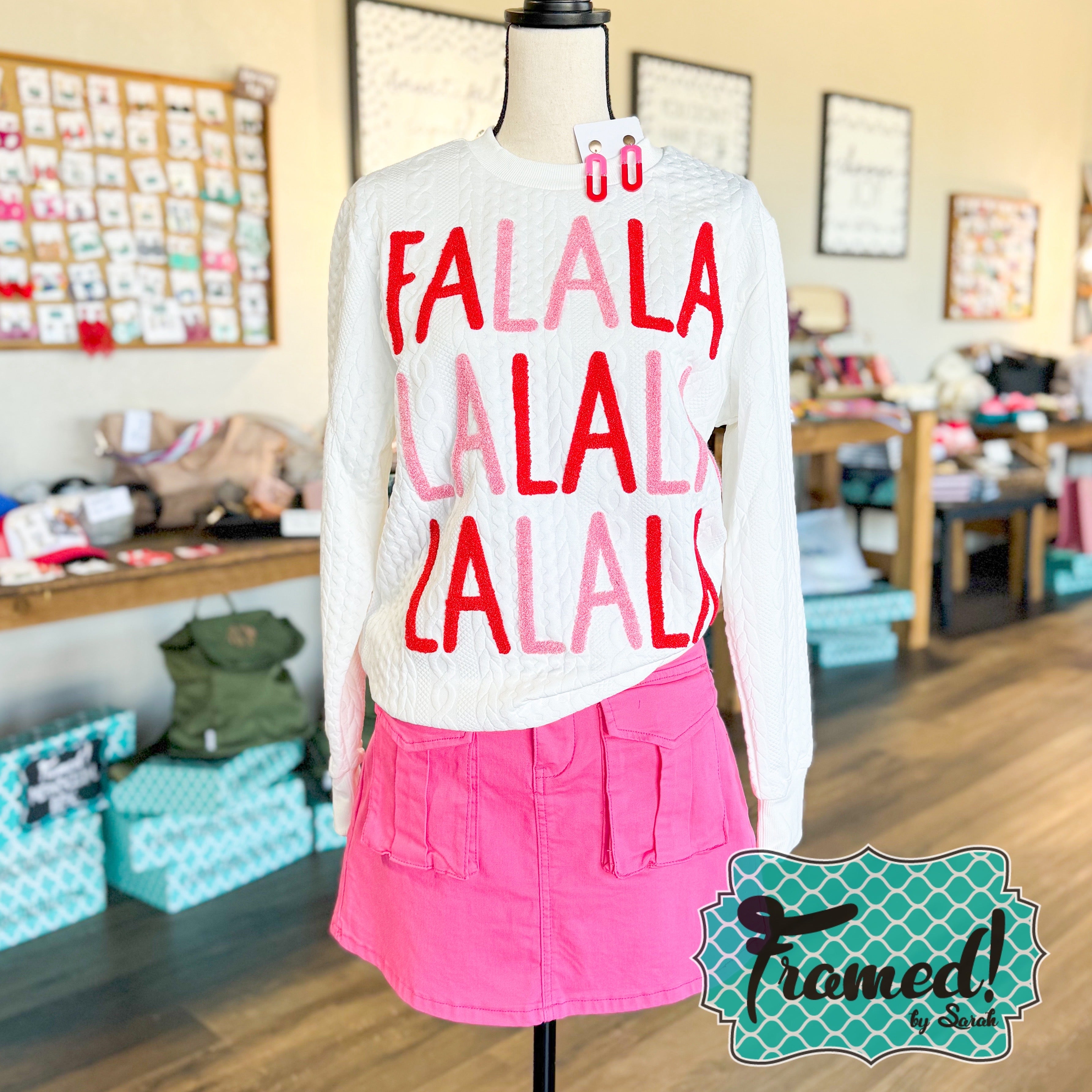 'Fa La La' Braided Crewneck Sweatshirt  (Small Only)