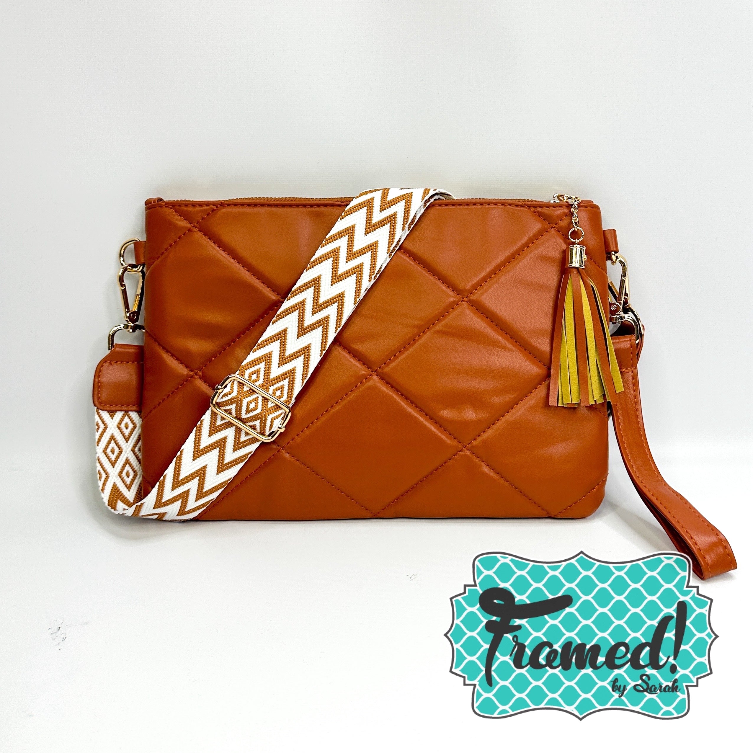 Camel Quilted Crossbody Bag