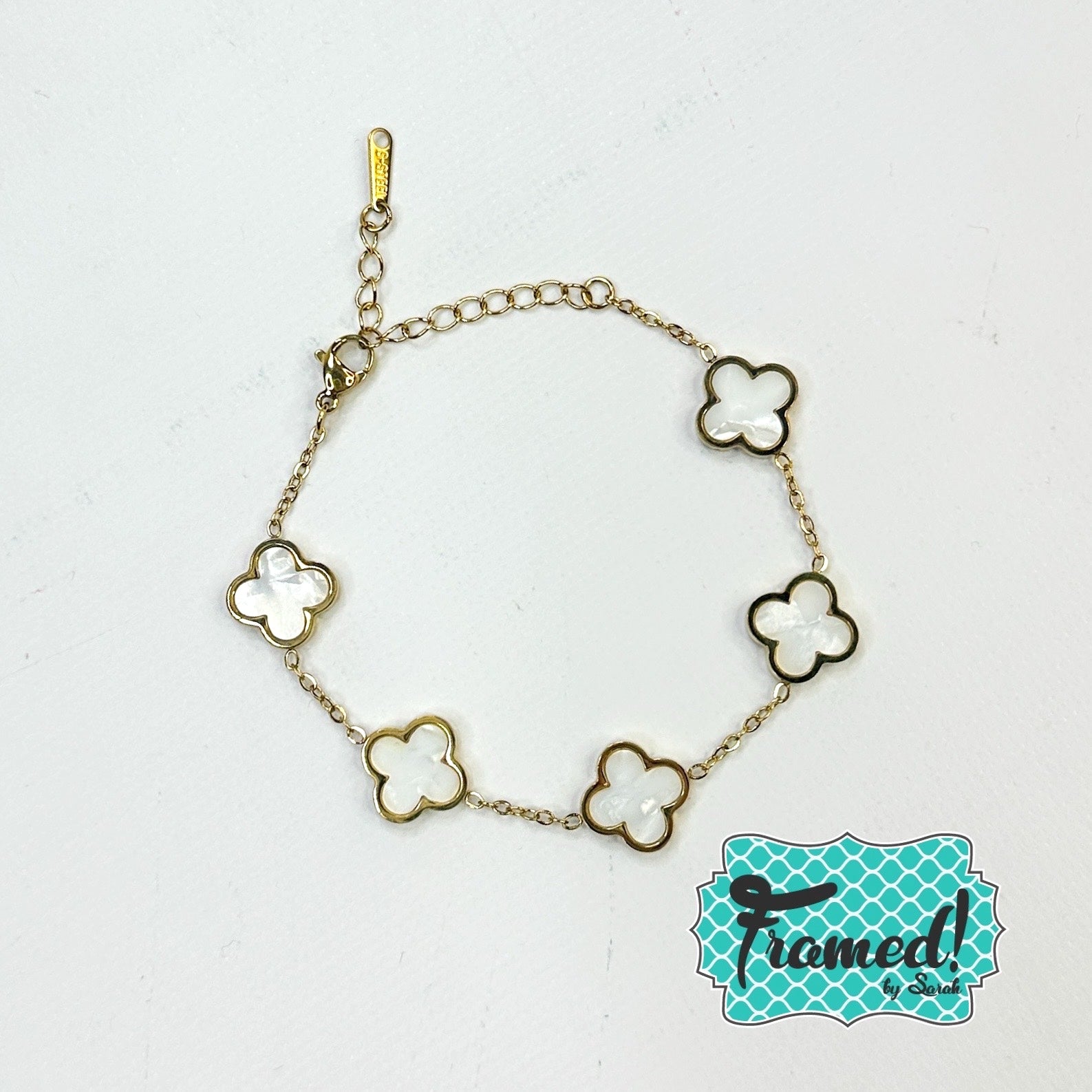 Gold + White Clover Bracelet