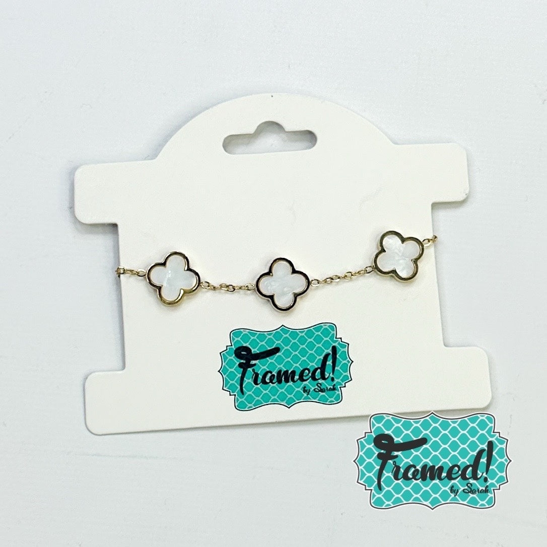 Gold + White Clover Bracelet