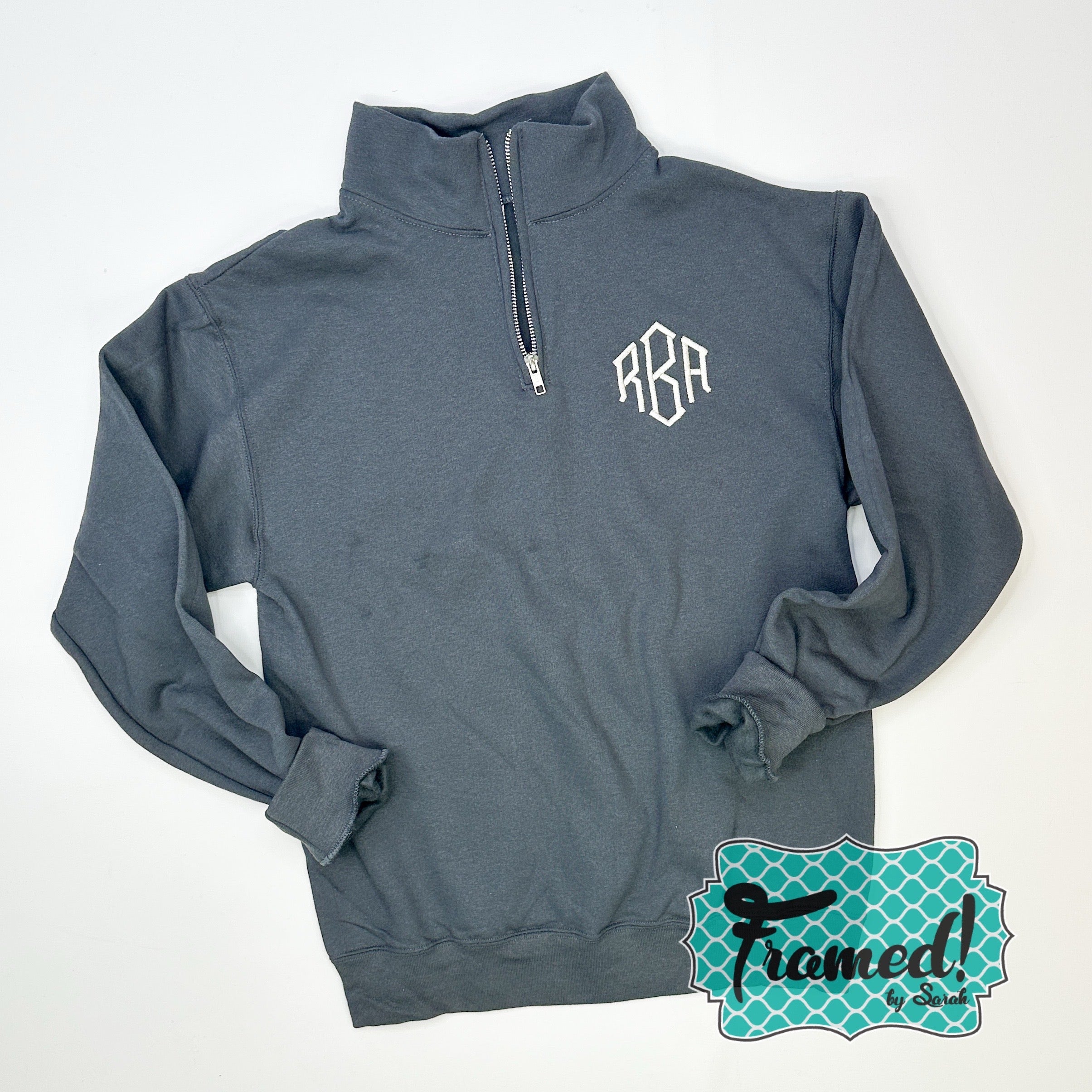 Charcoal Monogrammed Quarter Zip Pullover