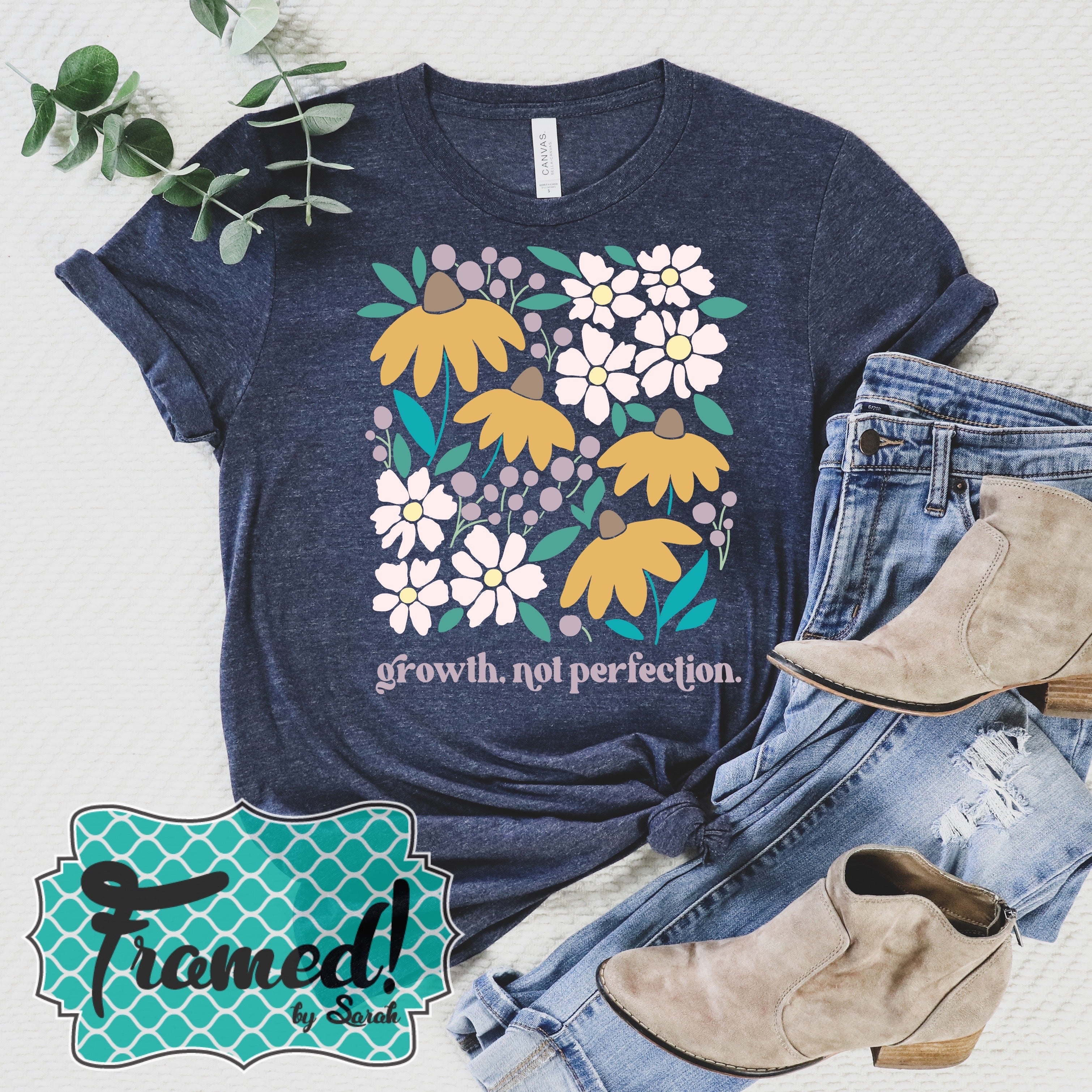 Floral 'Growth Not Perfection" Graphic Tee