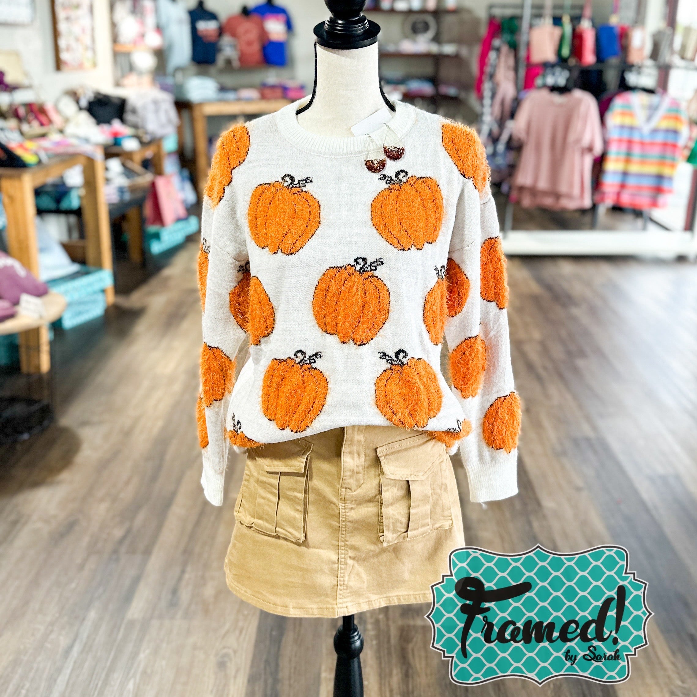 Fuzzy Pumpkin Sweater (Sm & Lg Only)