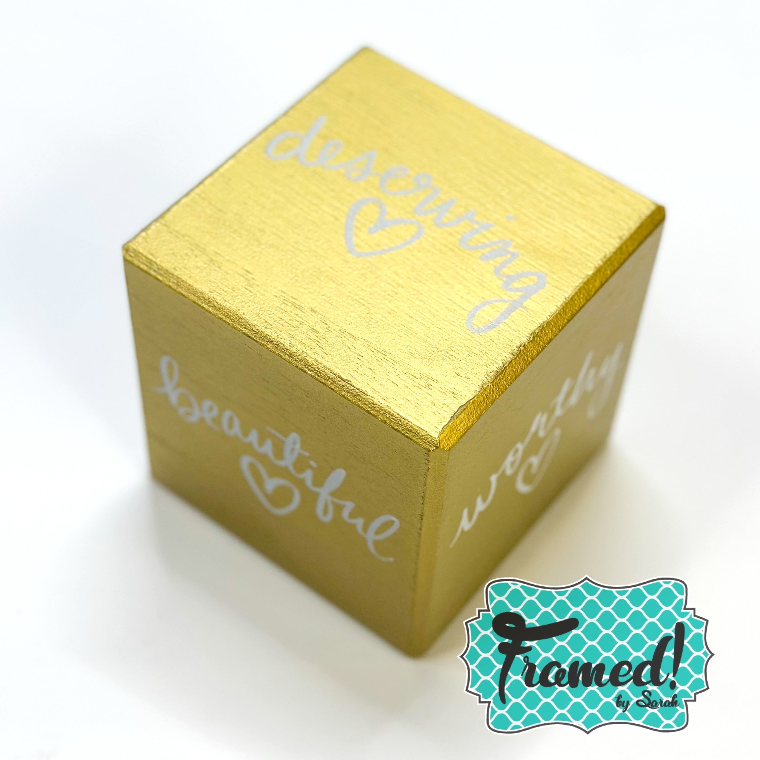 Gold Beautiful Words Cube
