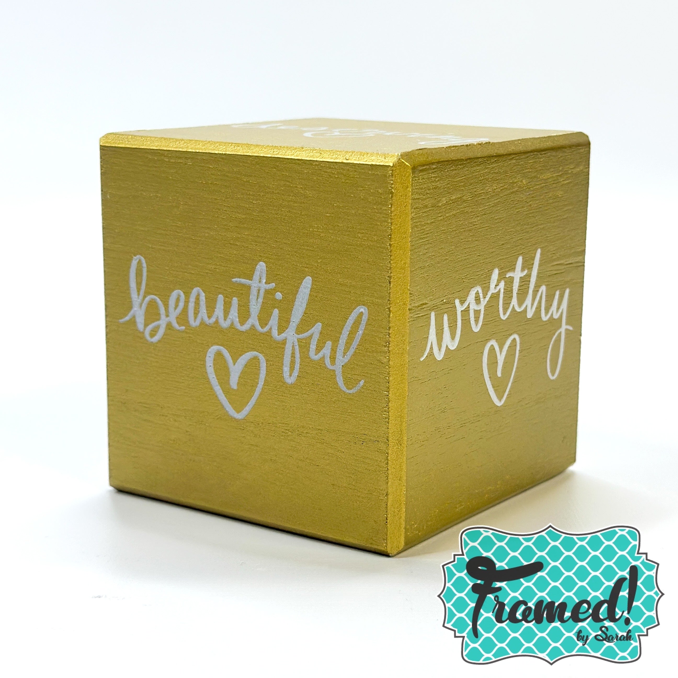 Gold Beautiful Words Cube