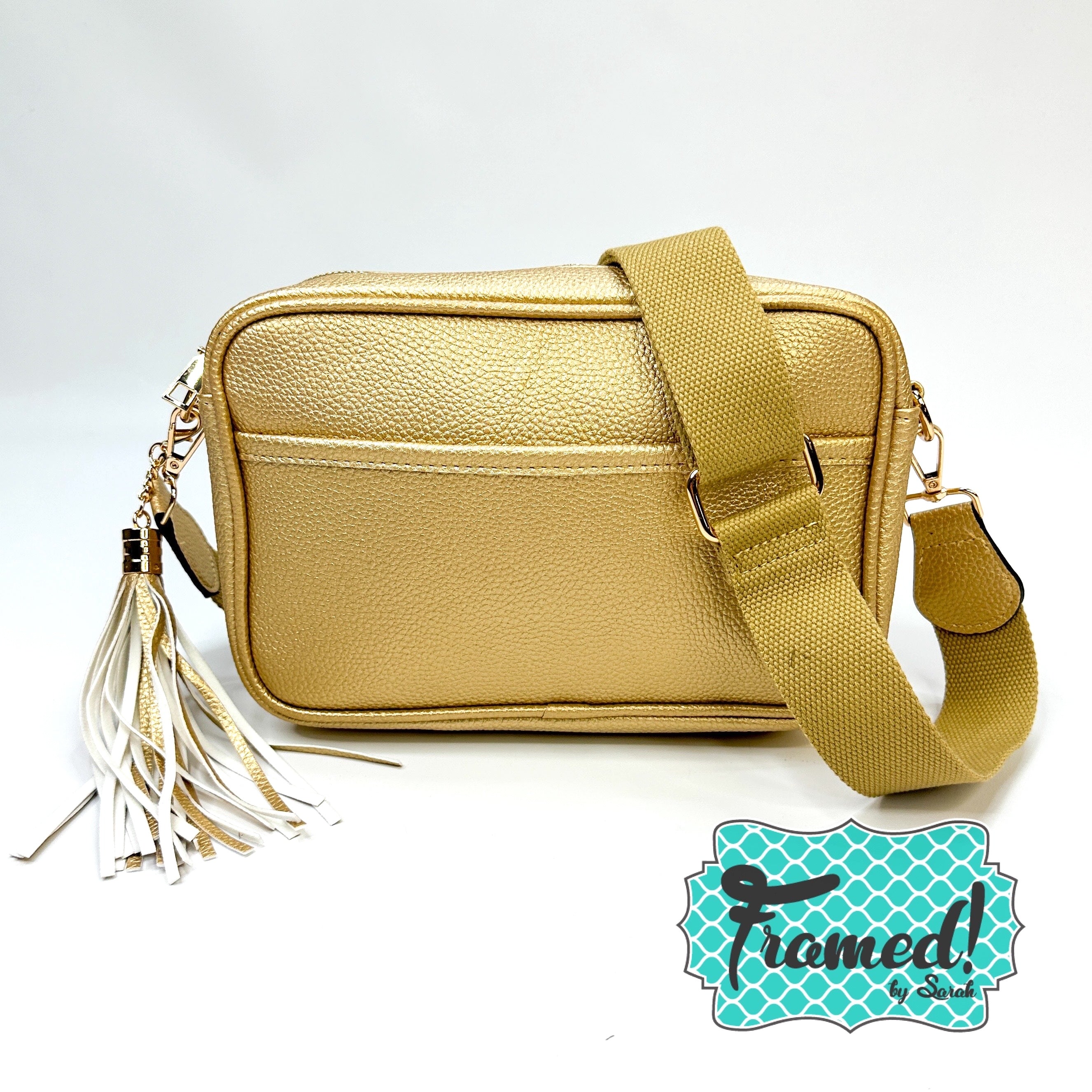 Gold Camera Crossbody Purse