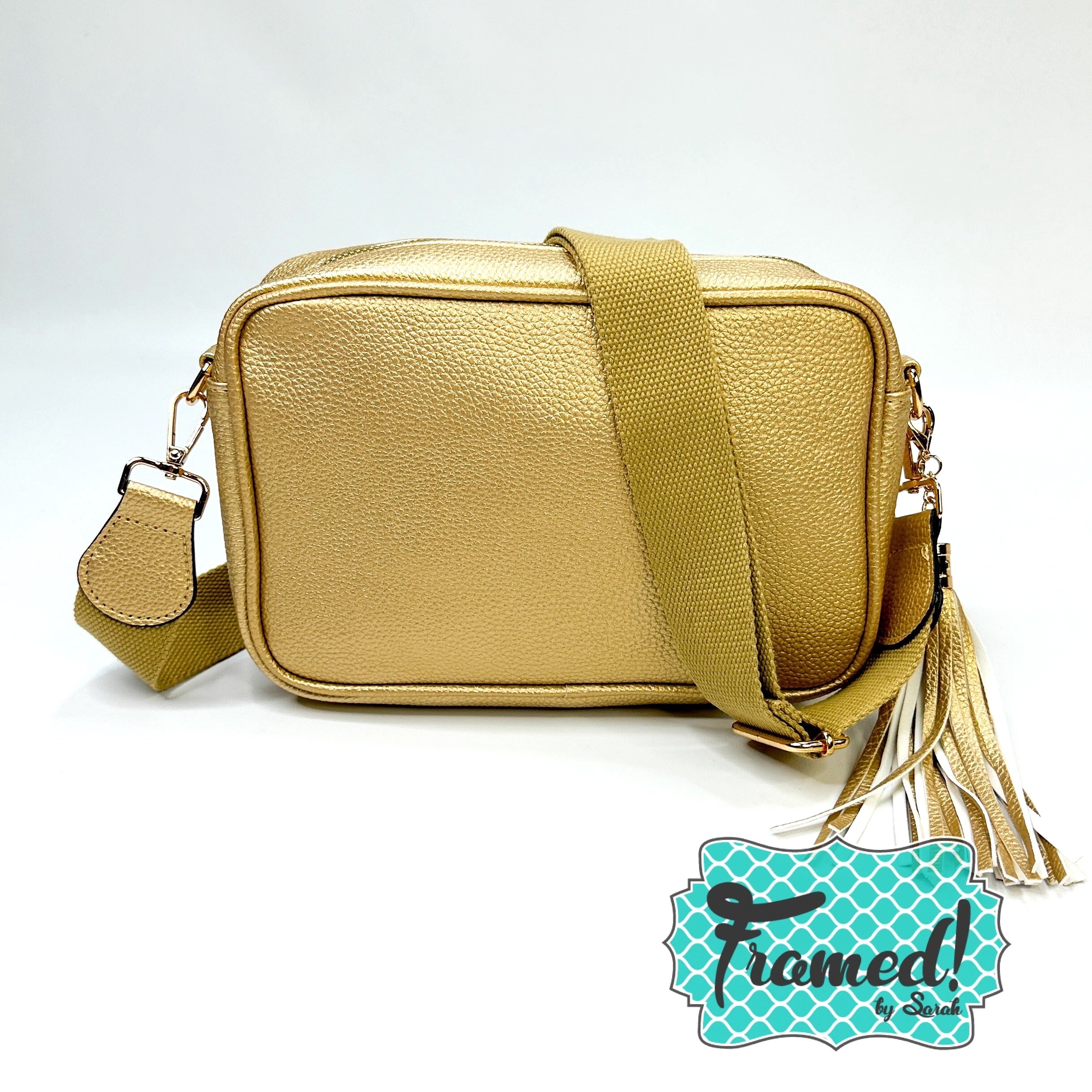 Gold Camera Crossbody Purse