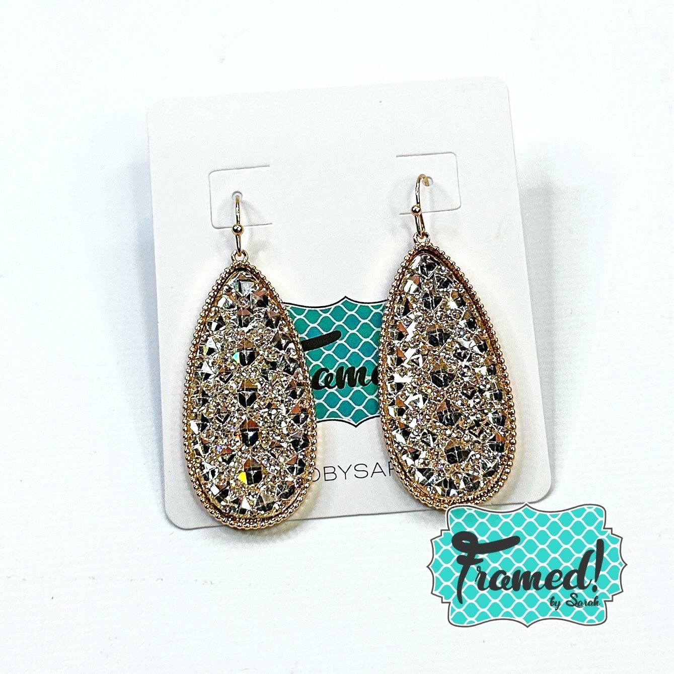 Gold Glitter Teardrop Earrings