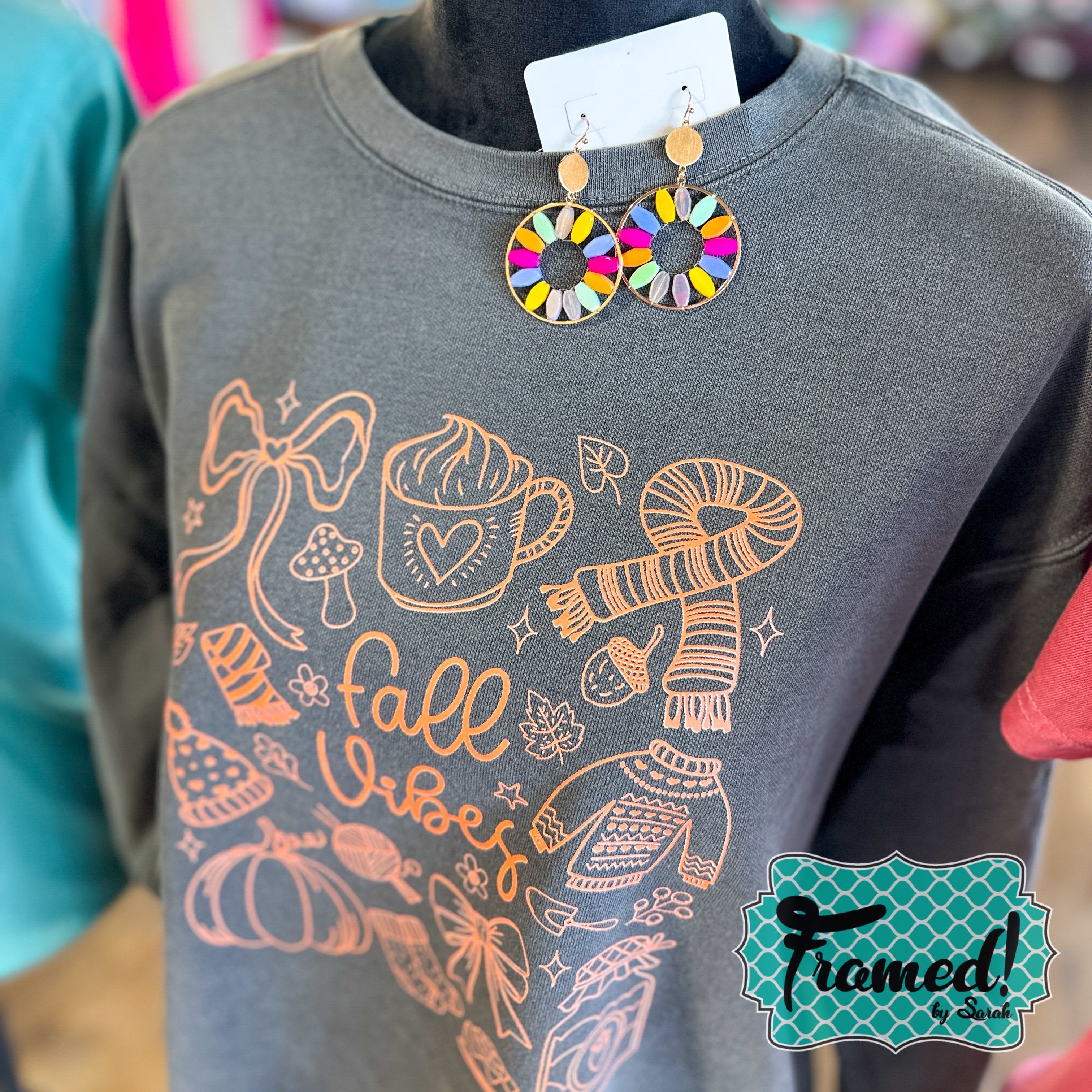 Graphite 'Fall Vibes' Doodle Design Sweatshirt