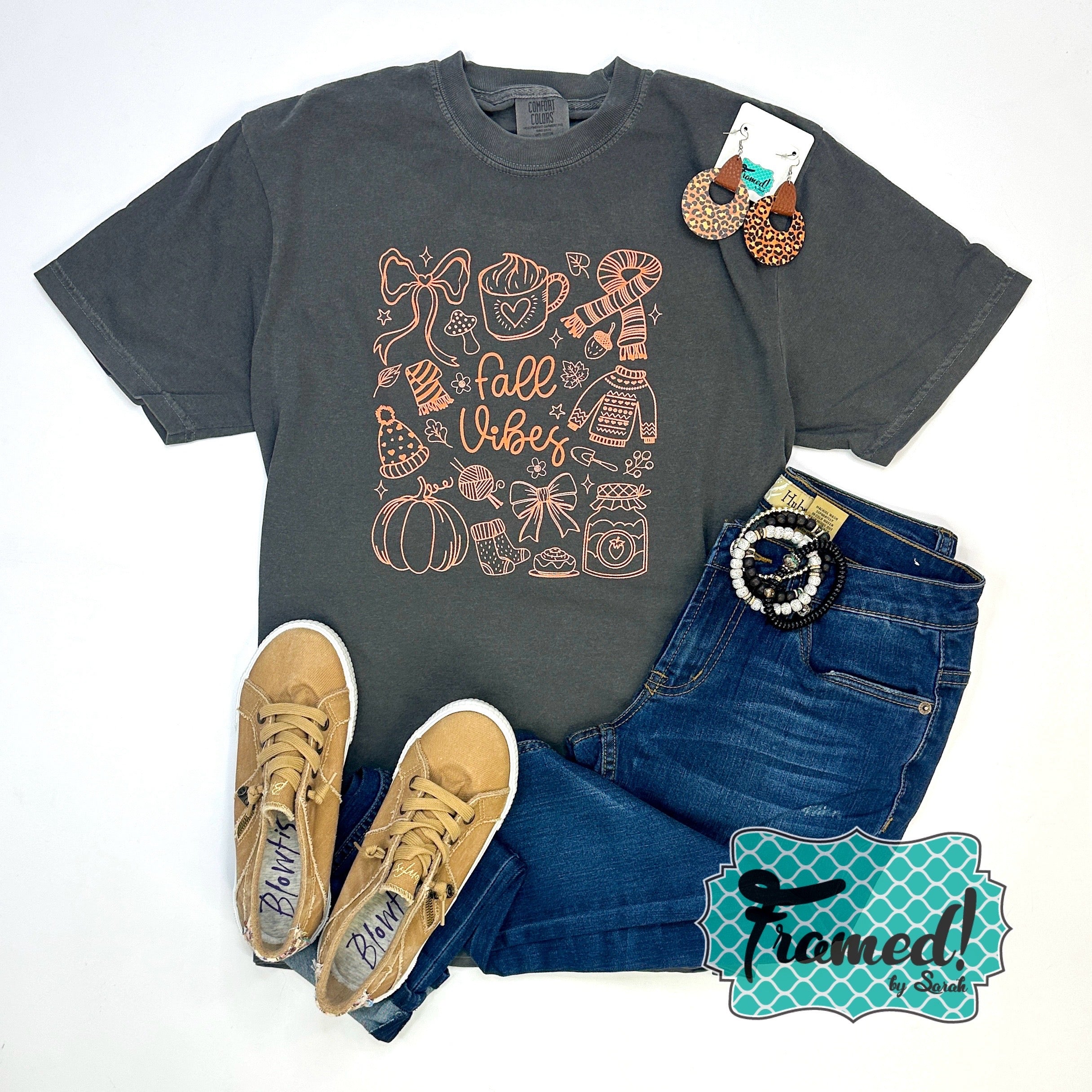Graphite 'Fall Vibes' Doodle Design Graphic Tee