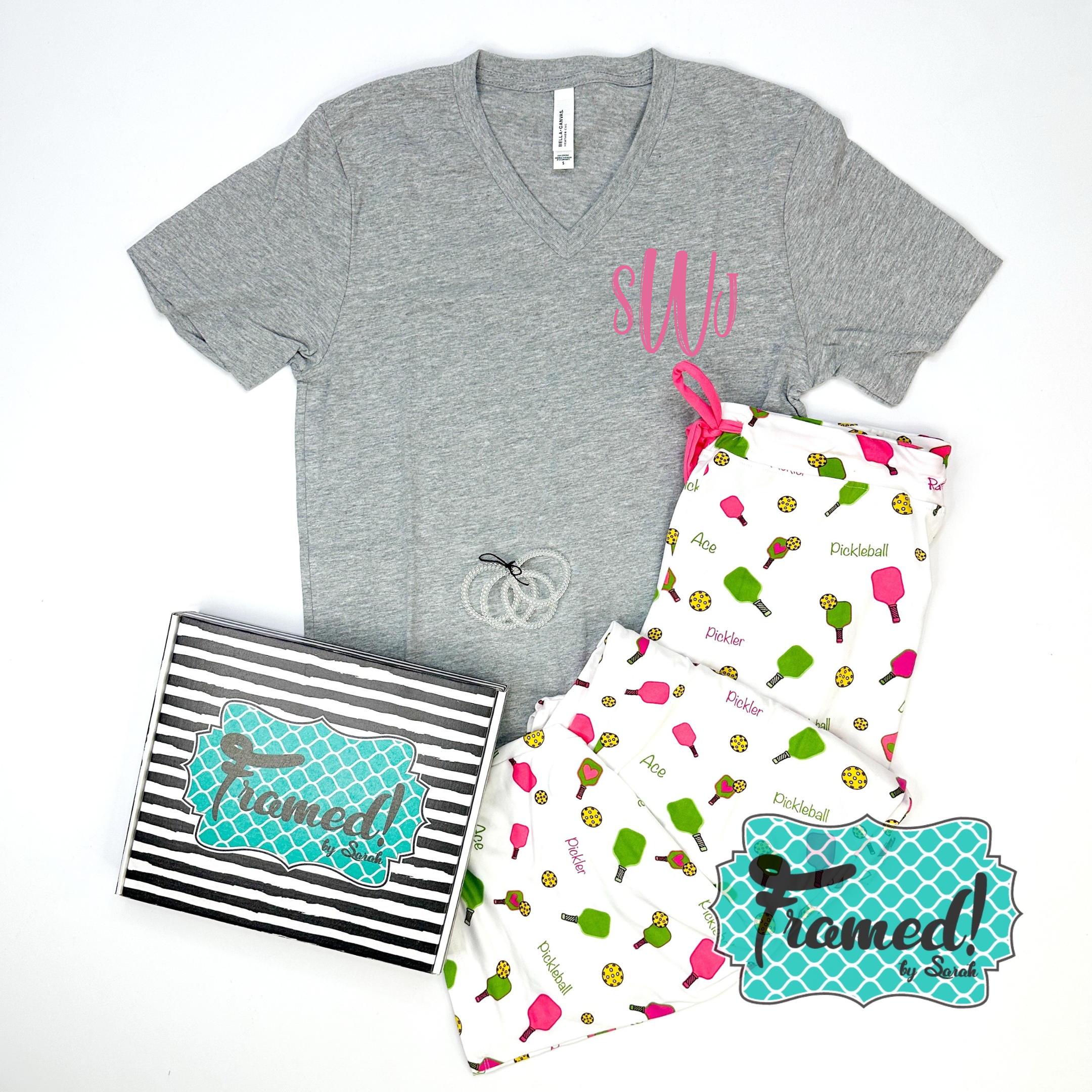 Monogrammed Tee + Pickleball Pajama Pants Bundle