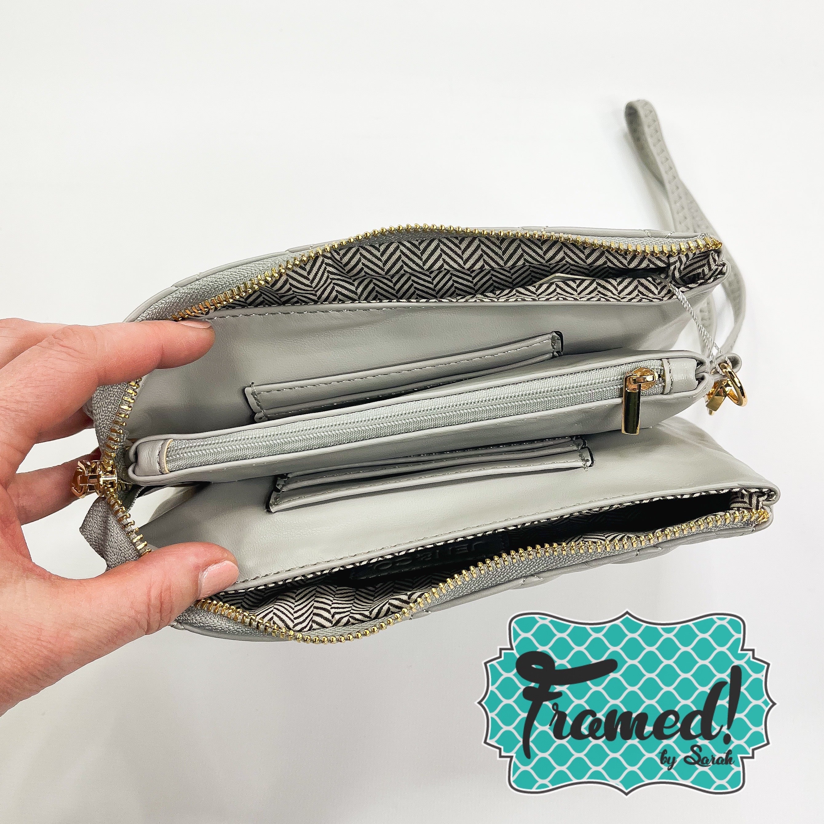 Gray Compartment Crossbody Purse