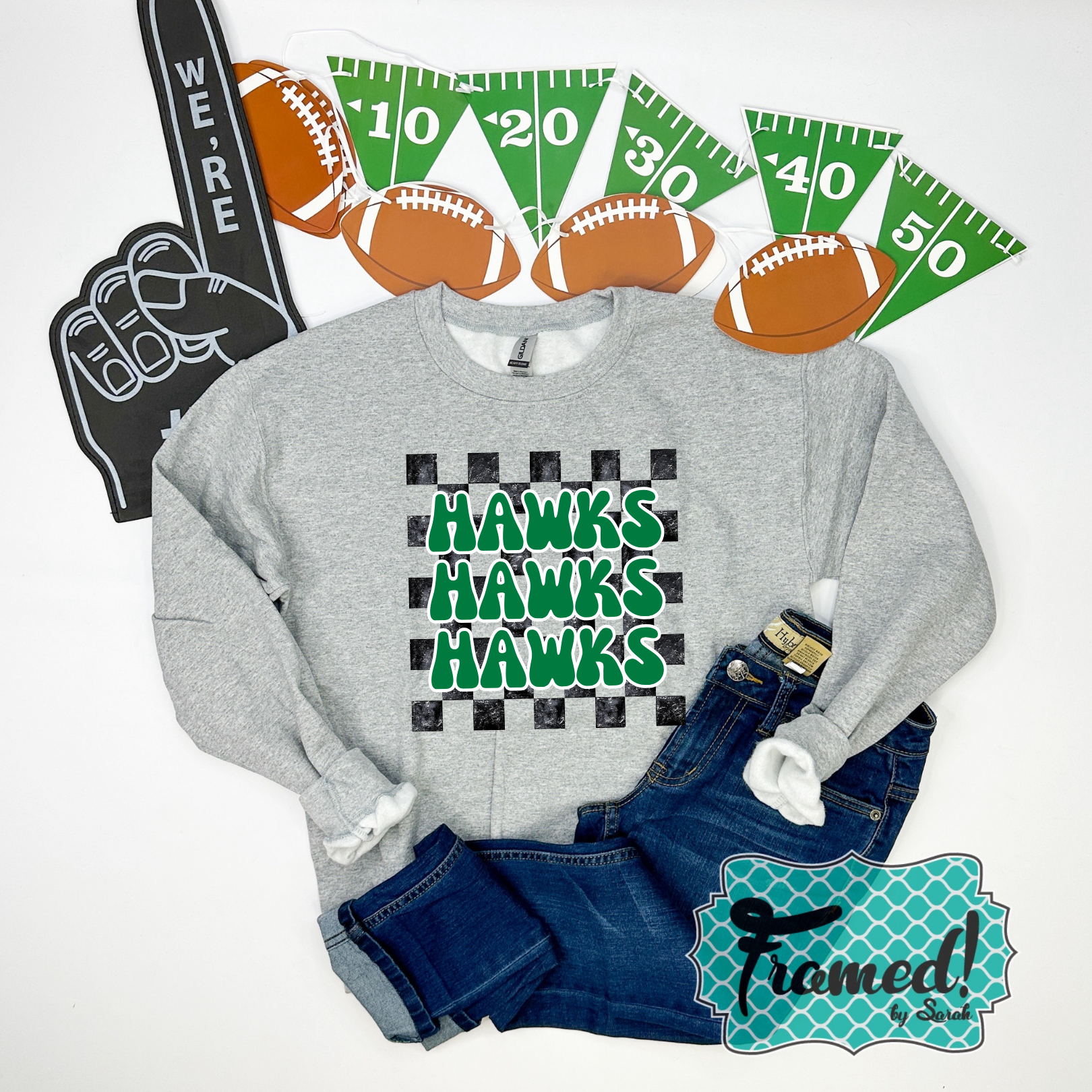 'My Team' Checkered Spirit Tees & Sweatshirts