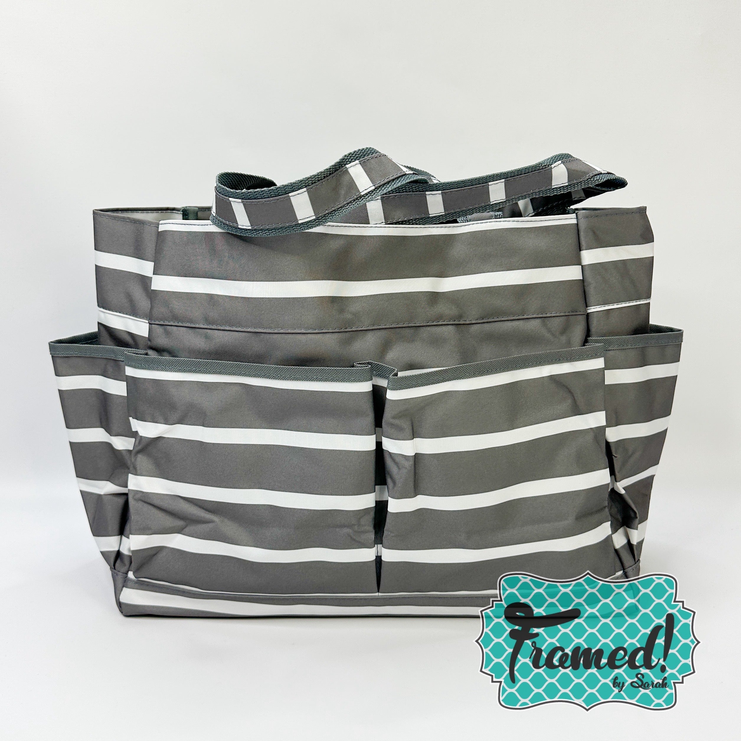 Gray Striped Carry All Bag