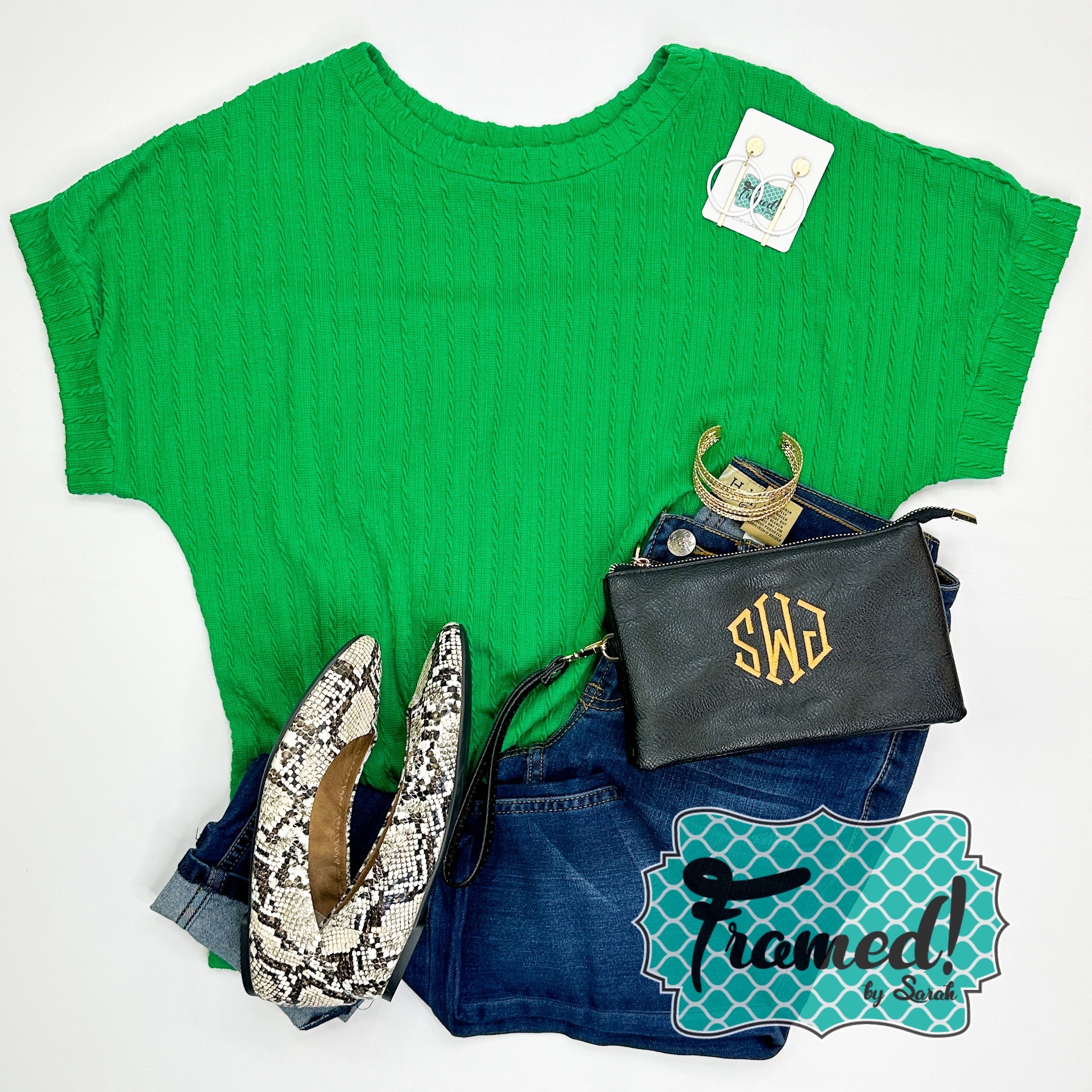 Green Cable Knit Top (Small Only)