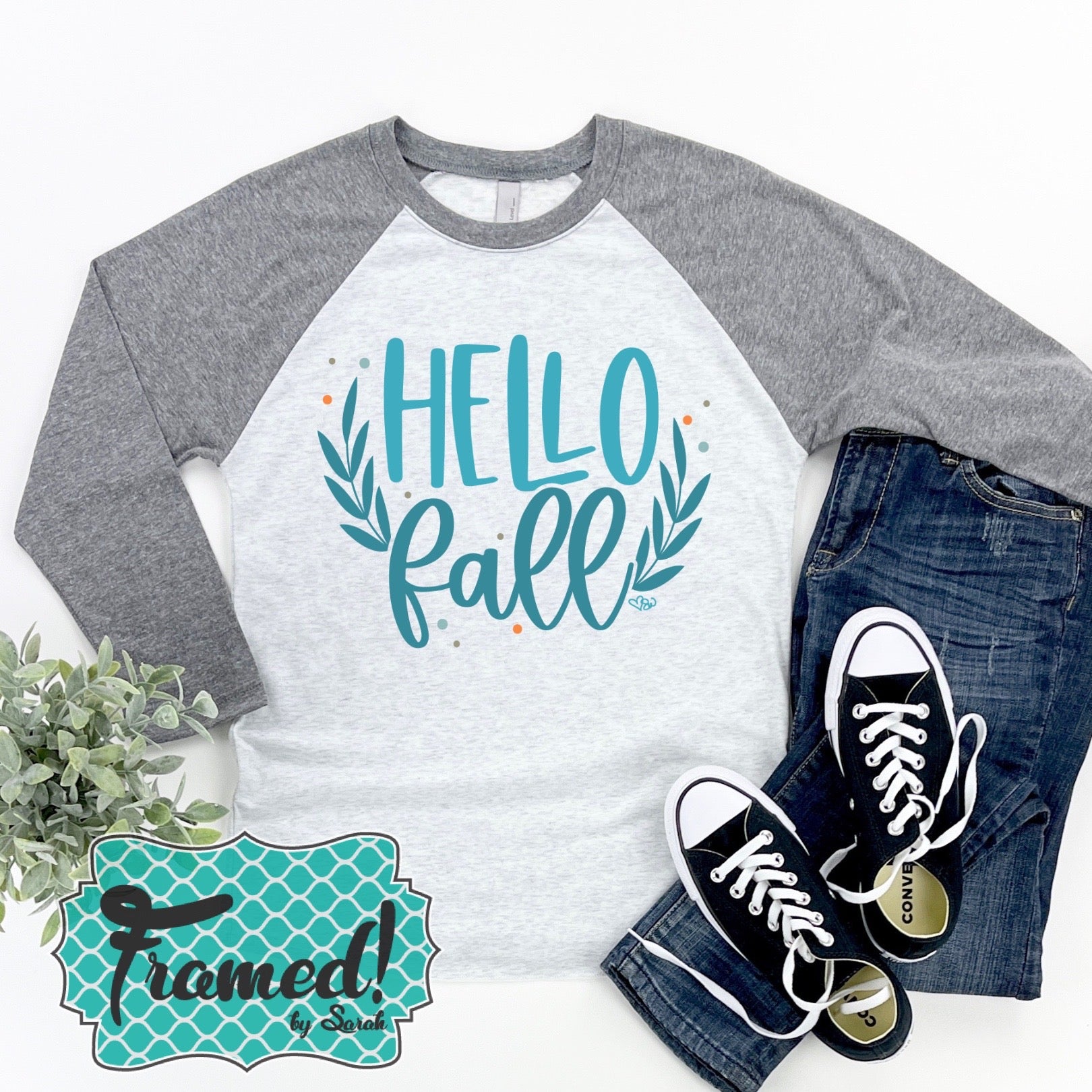 'Hello Fall' Heathered Raglan Tee