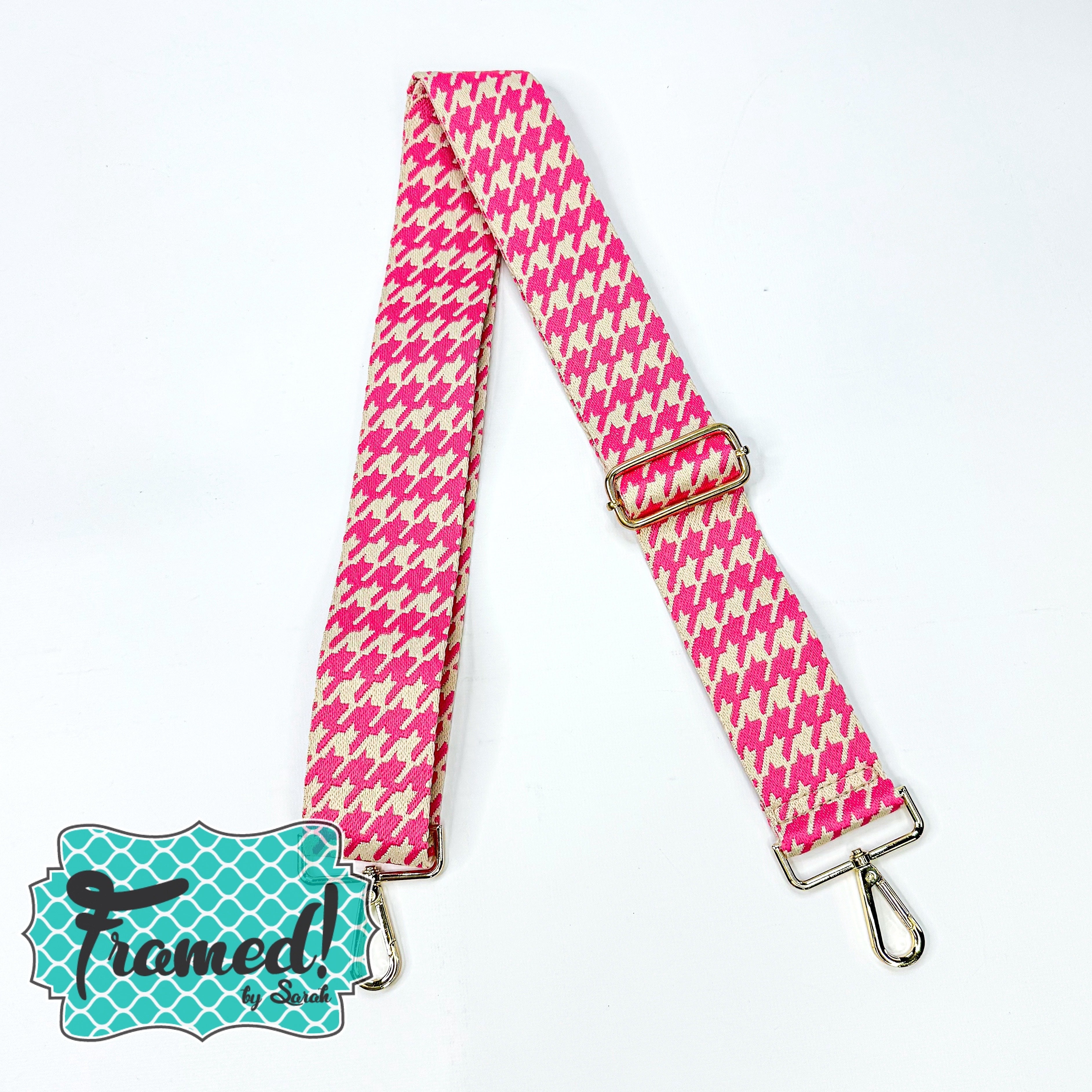 Hot Pink Houndstooth Guitar Bag Strap