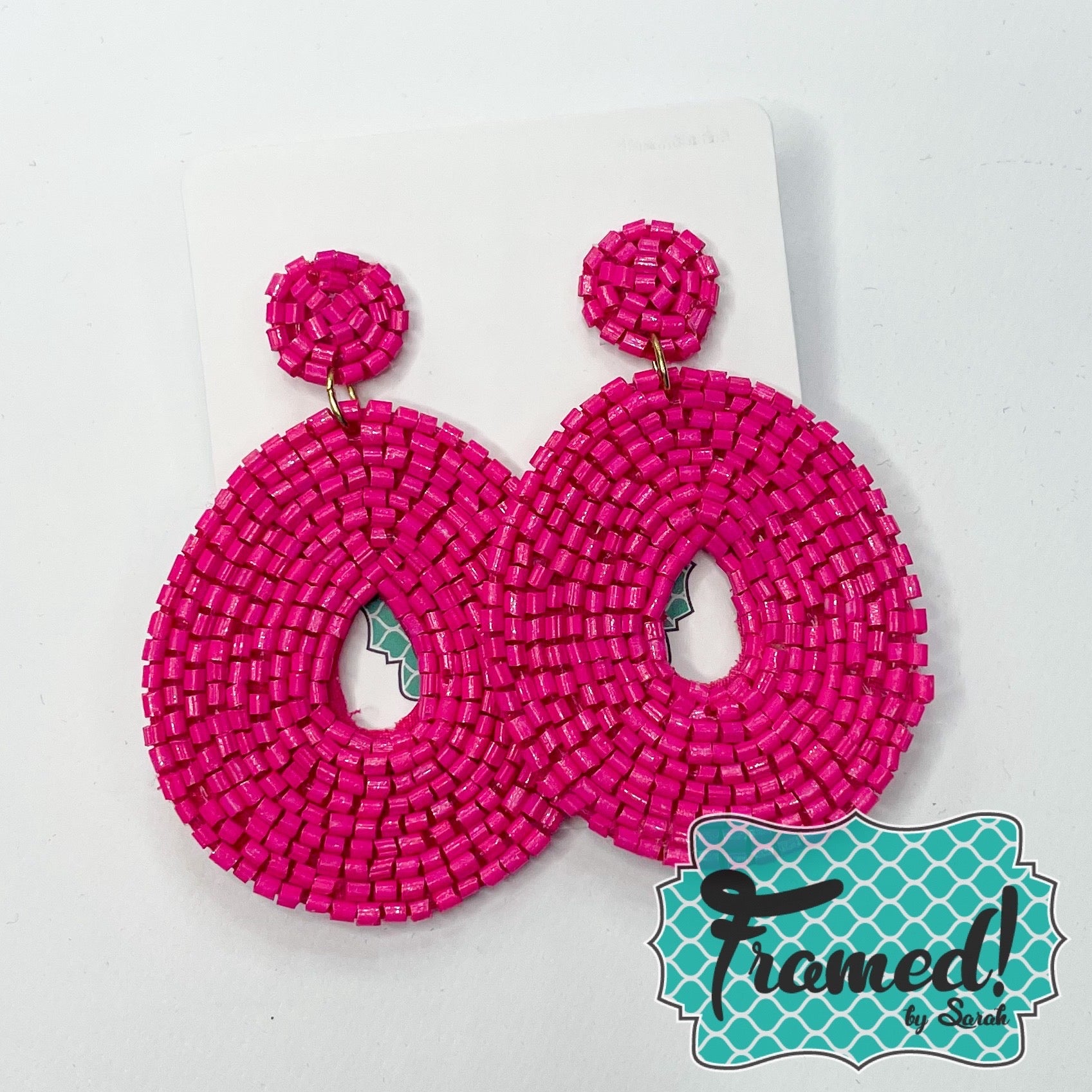 Hot Pink Seed Bead Disc Earrings