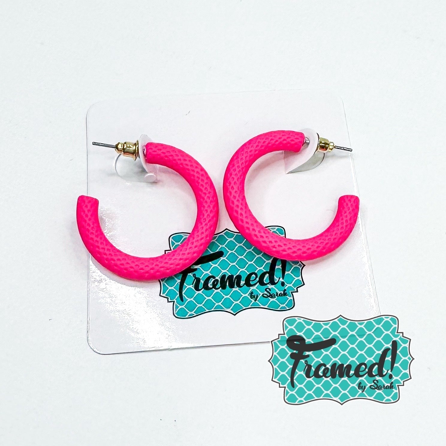 Hot Pink Textured Hoop Earrings