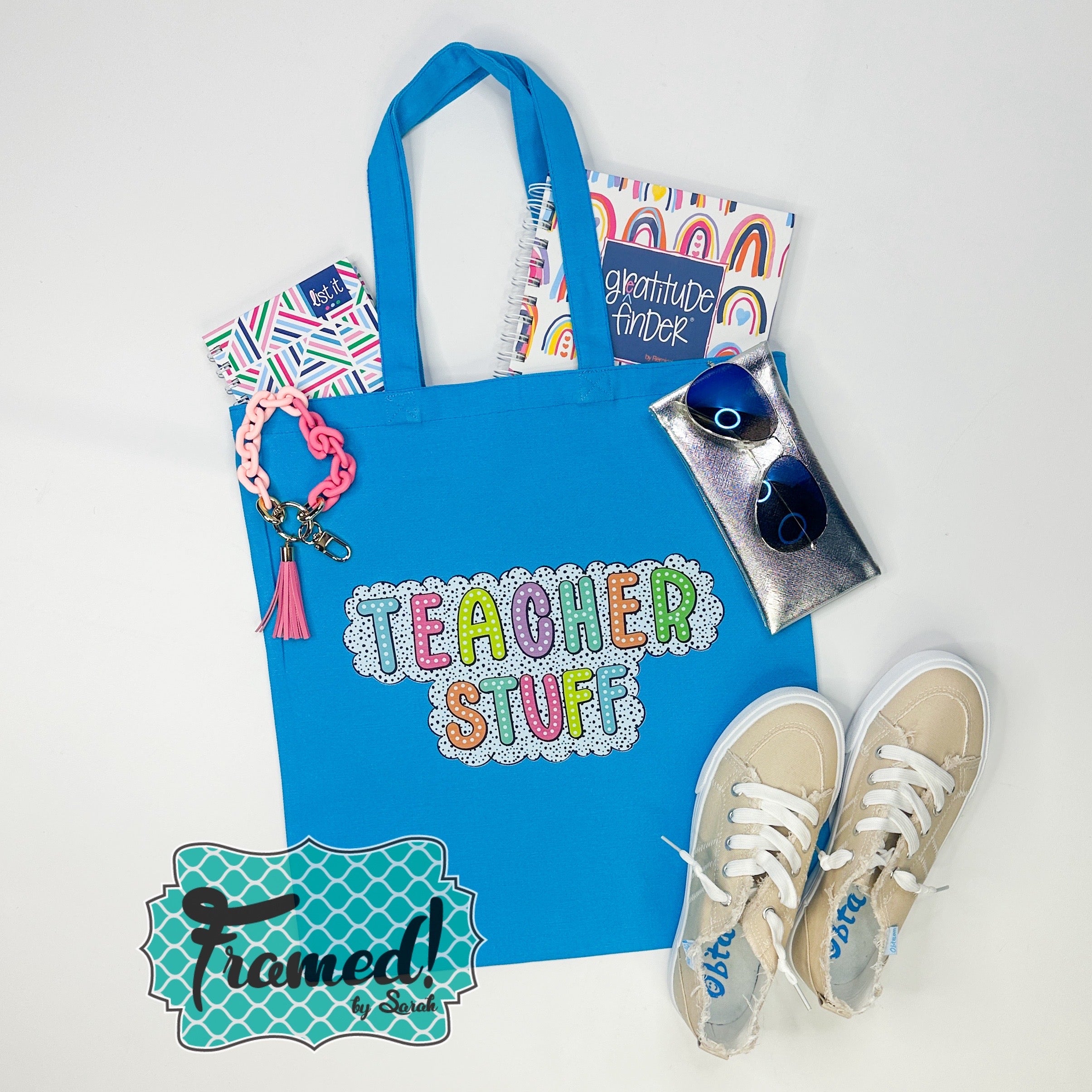 "Teacher Stuff" Canvas Tote